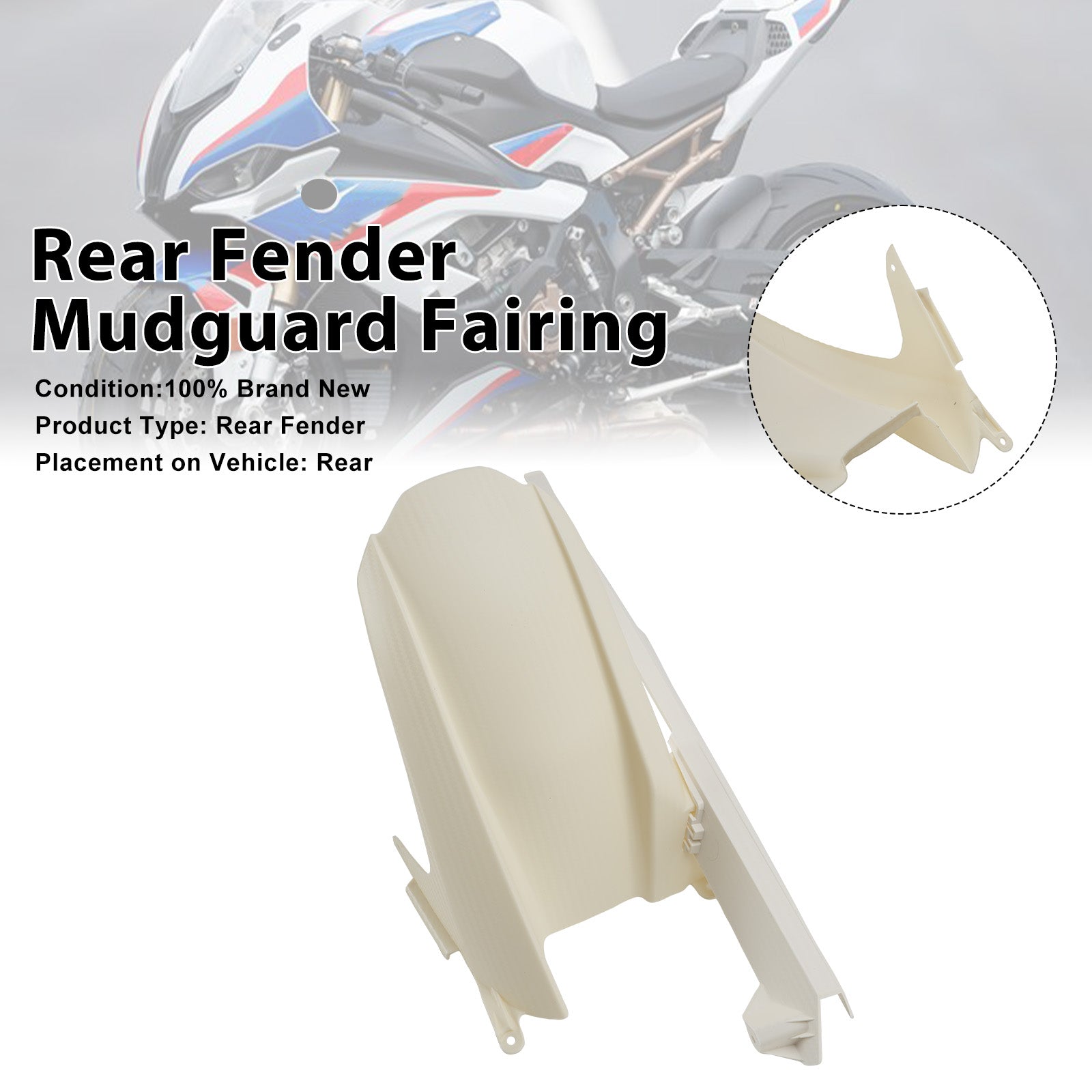 2019-2026 BMW S1000RR Carénage de garde-boue arrière blanc