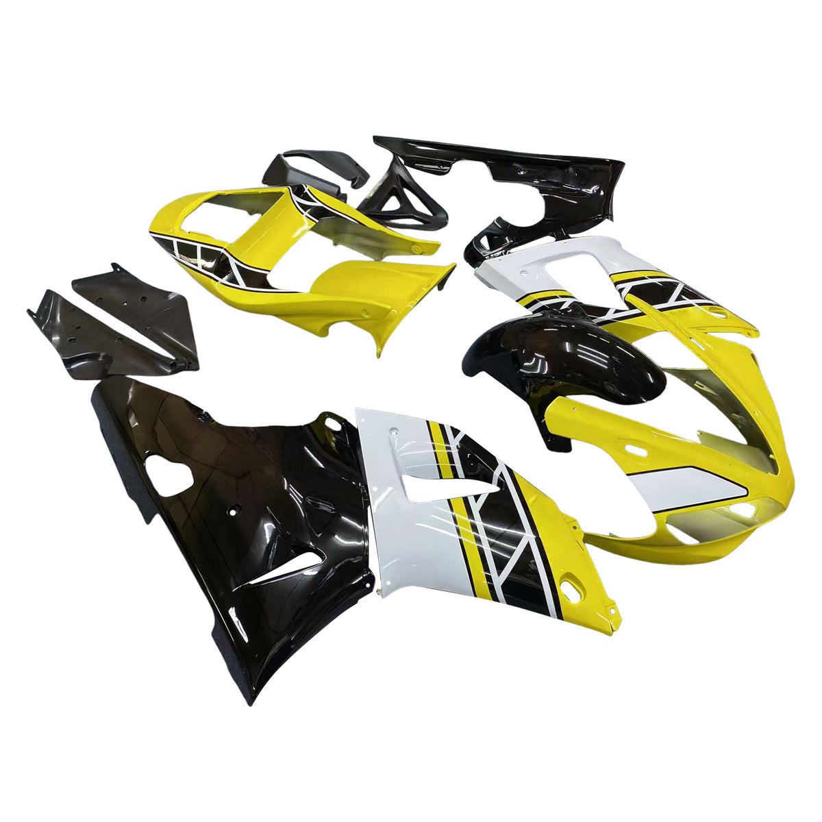 Amotopart 2000-2001 Yamaha YZF-R1 Black Yellow Fairing Kit