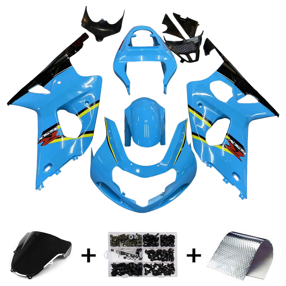 Amotopart 2000-2002 Suzuki GSXR1000 Blå Sort Gul Fairing Kit