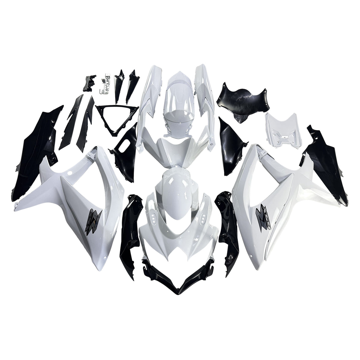 Amotopart 2008–2010 Suzuki GSXR 600/750 K8 Weiß Schwarz Verkleidungsset