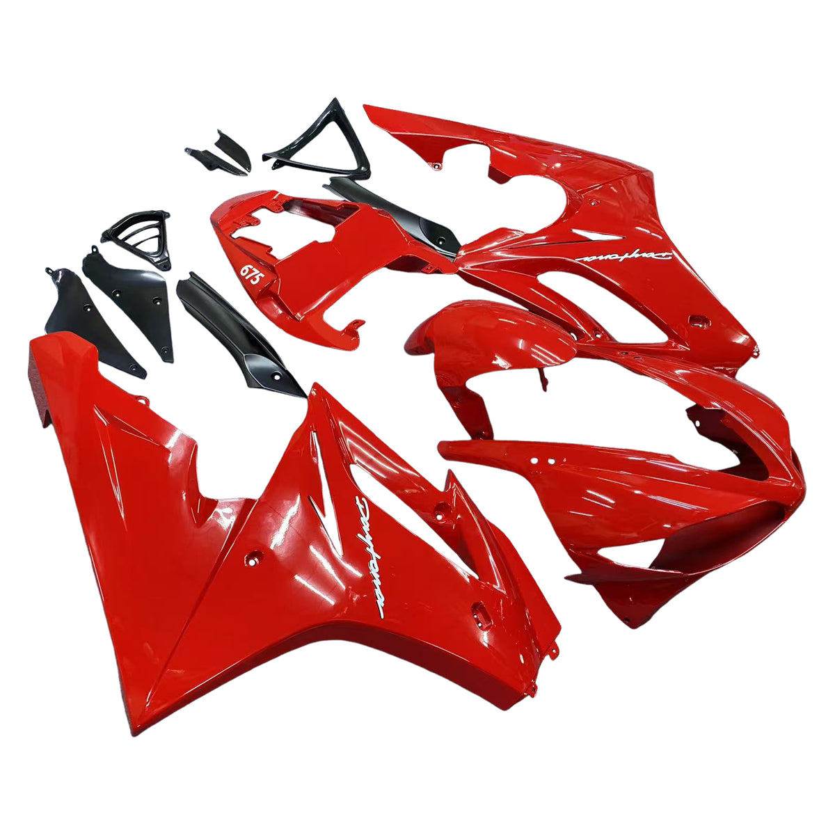 Amotopart 2009–2012 Triumph Daytona 675 Rot Schwarz Weiß Verkleidungsset