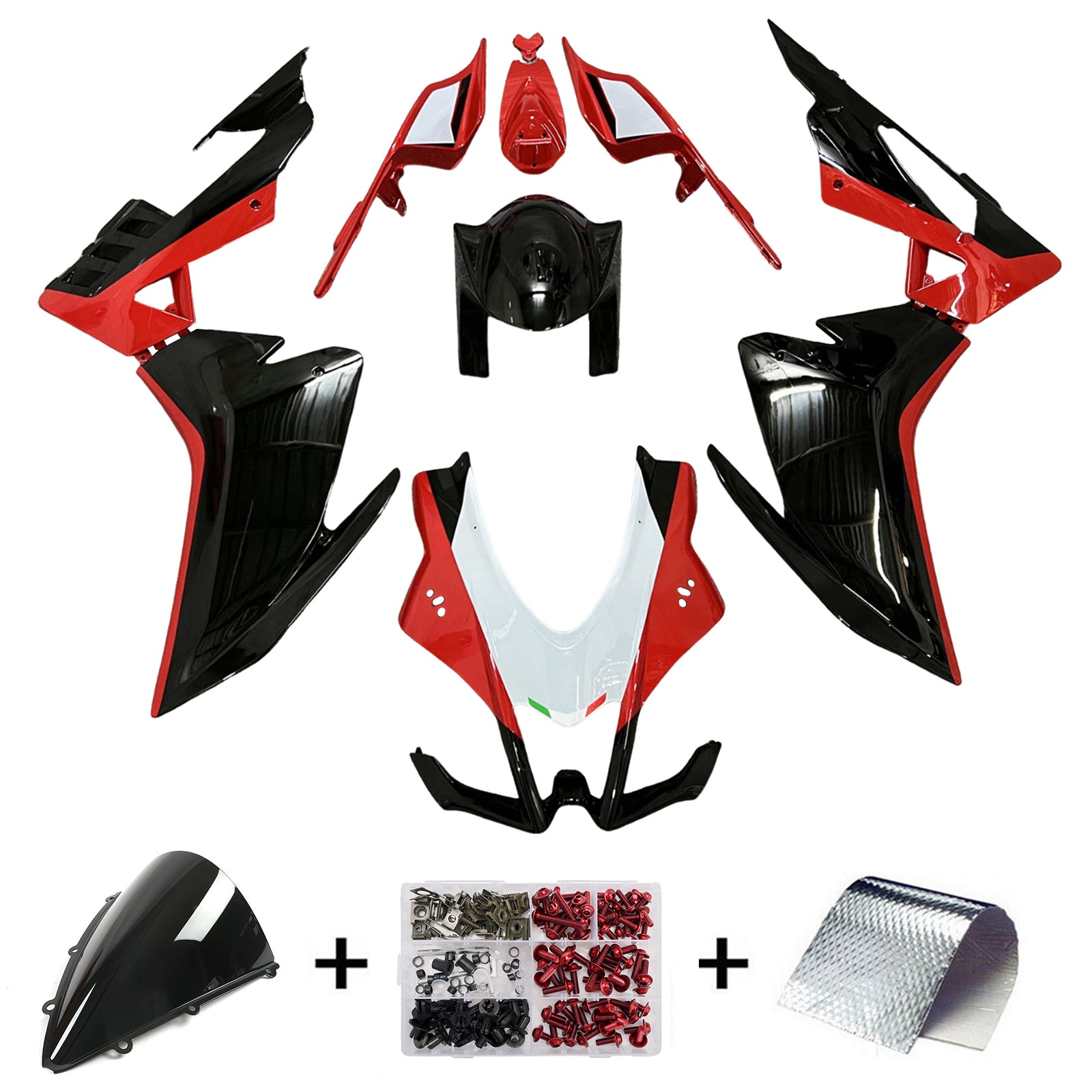 Amotopart 2016-2020 Aprilia RSV4 1000 White Red Black Fairing Kit