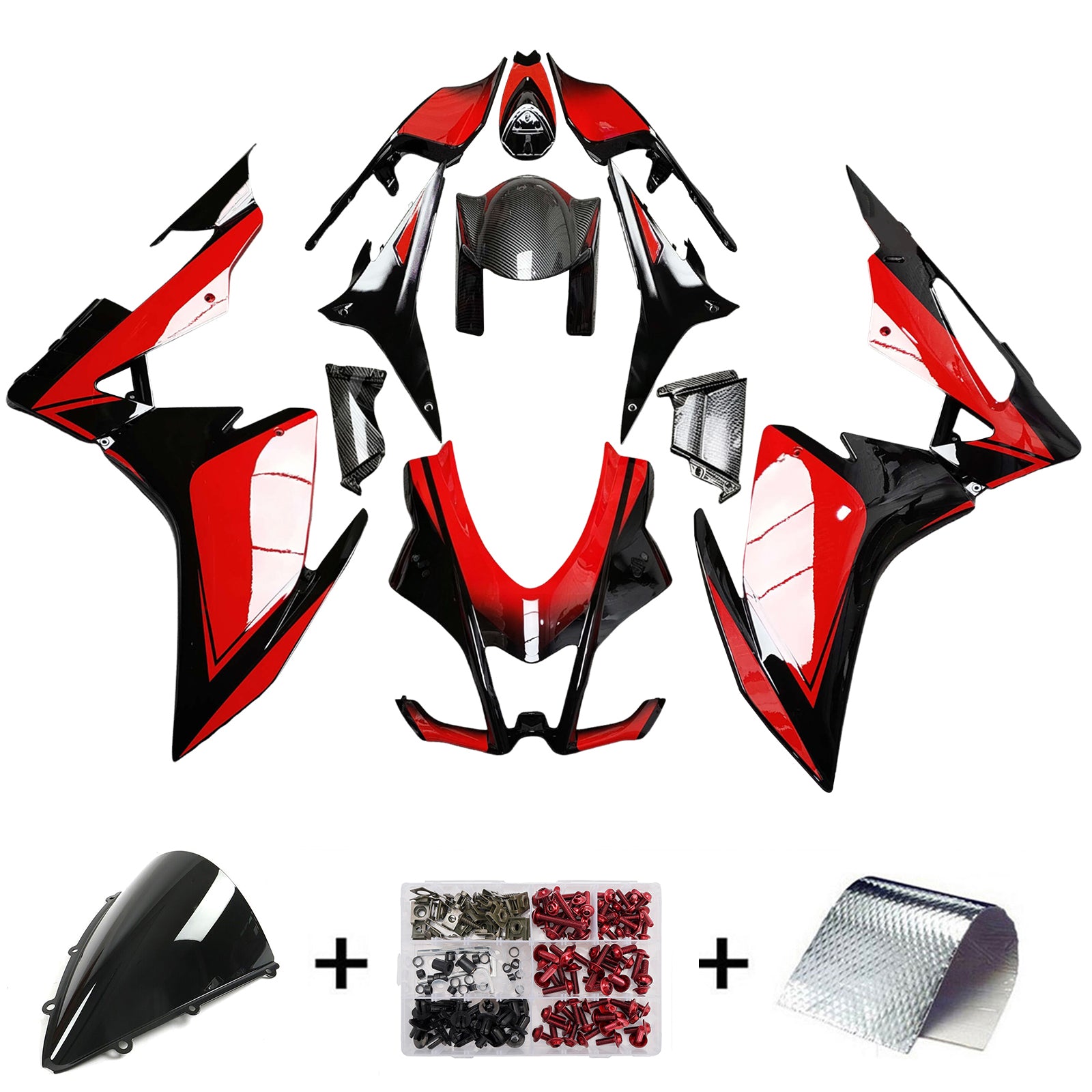 Amotopart 2016-2020 Aprilia RSV4 1000 Black Red Carbon Fiber Pattern Fairing Kit