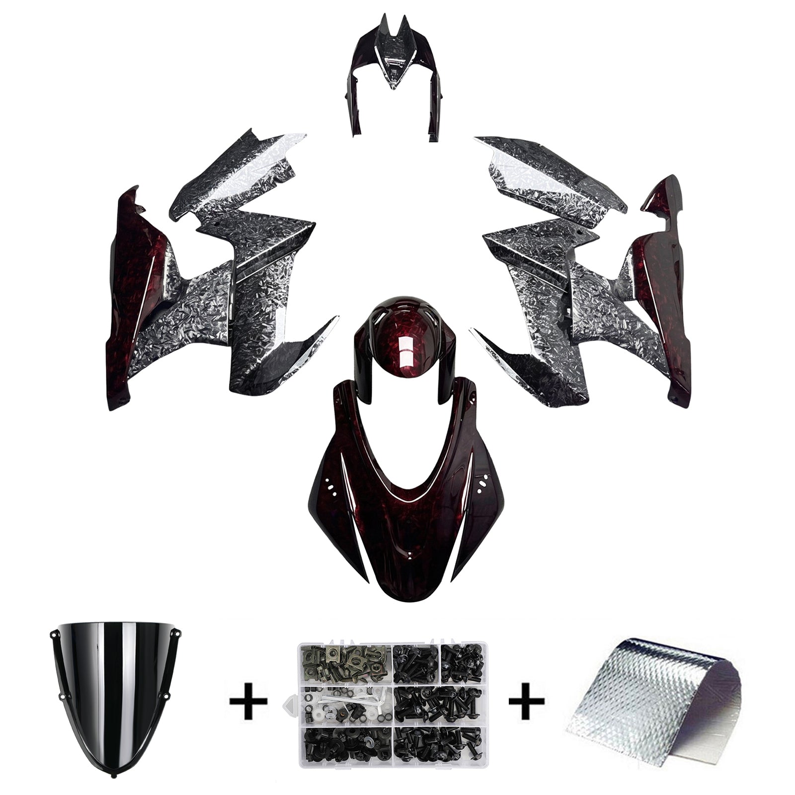 Amotopart 2020-2024 Aprilia RS 660 Black Red Forged Carbon Fiber Pattern Fairing Kit
