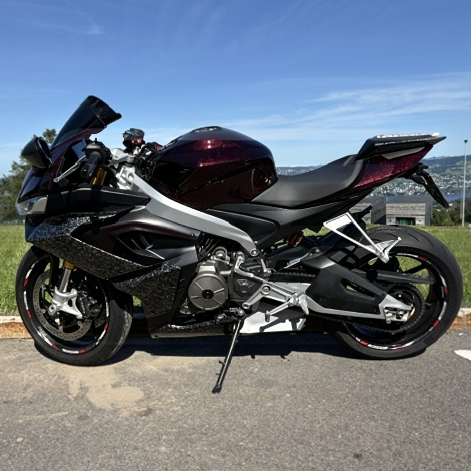 Amotopart 2020-2024 Aprilia RS 660 Black Red Forged Carbon Fiber Pattern Fairing Kit