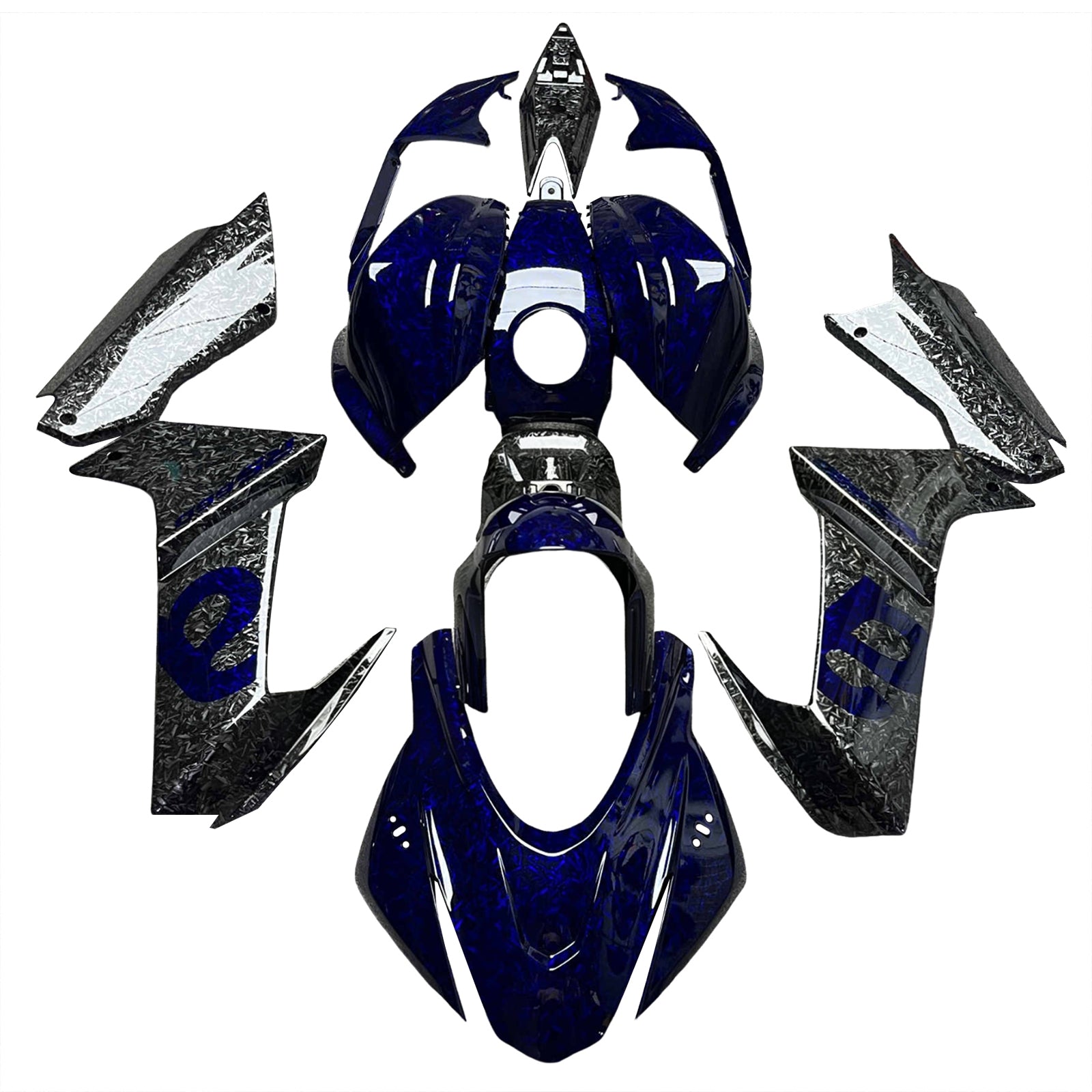 Amotopart 2020-2024 Aprilia RS 660 Blue Black Forged Carbon Fiber Pattern Fairing Kit