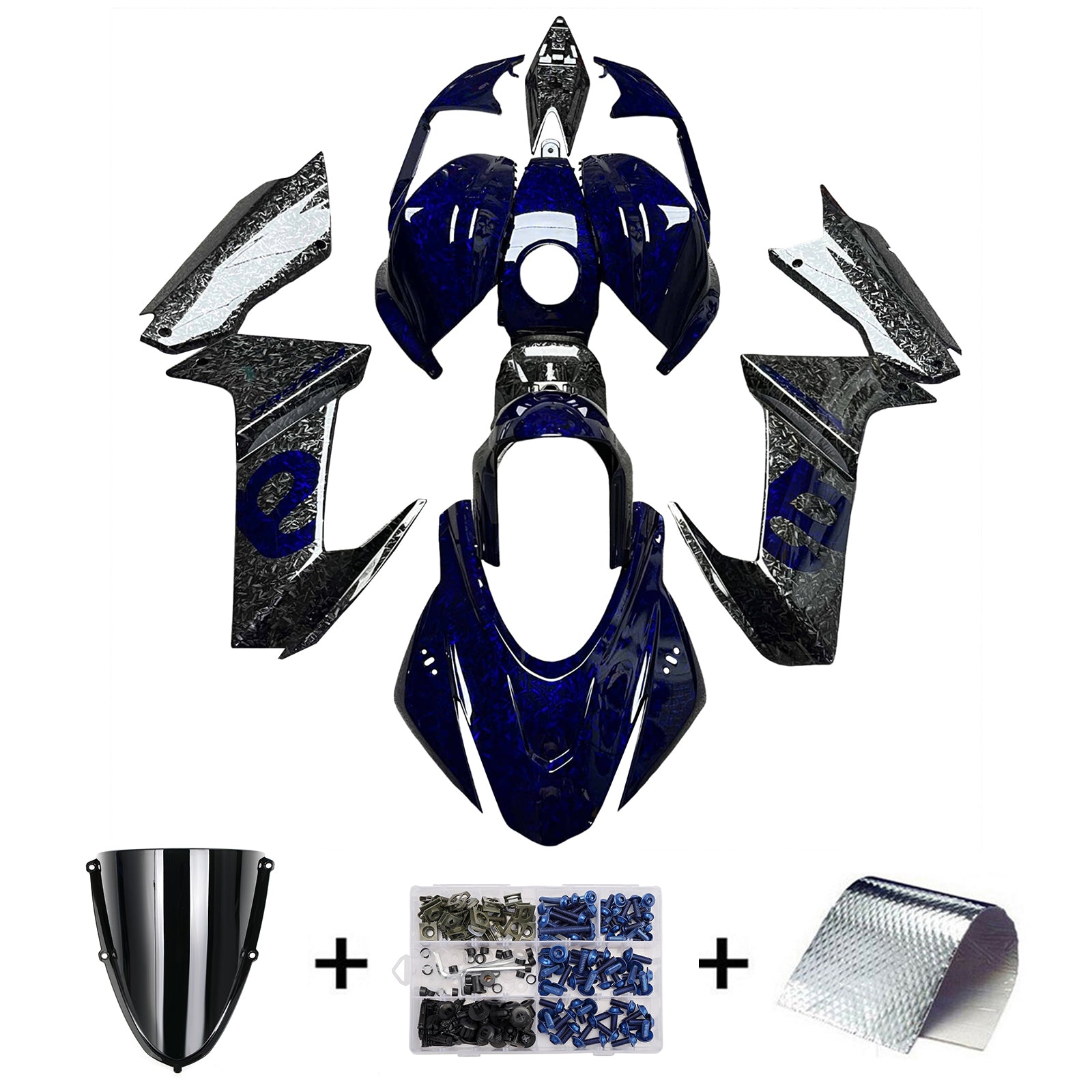 Amotopart 2020-2024 Aprilia RS 660 Blue Black Forged Carbon Fiber Pattern Fairing Kit