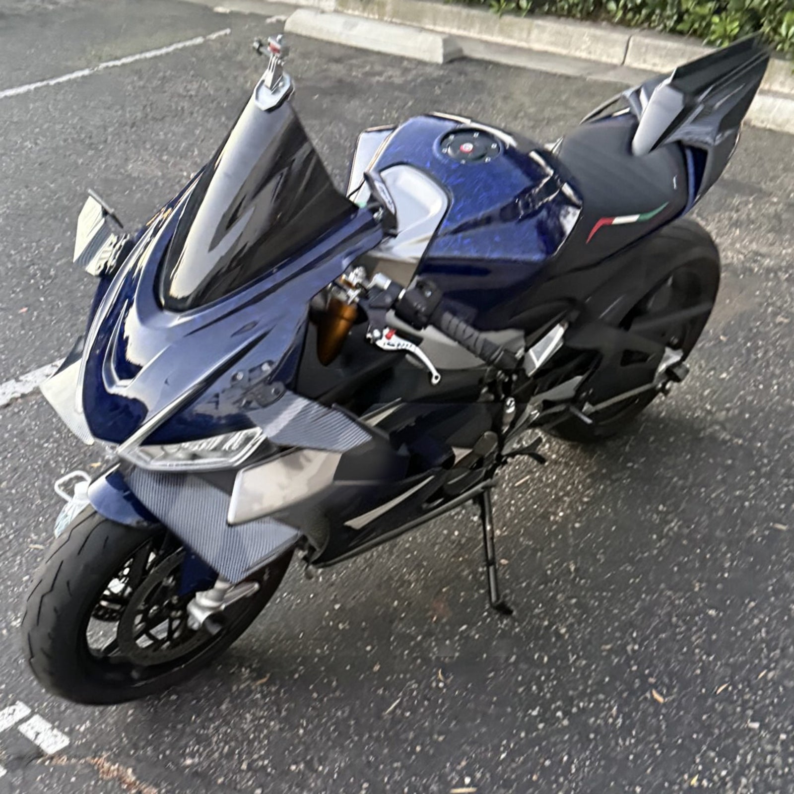 Amotopart 2020-2024 Aprilia RS 660 Blue Black Forged Carbon Fiber Pattern Fairing Kit