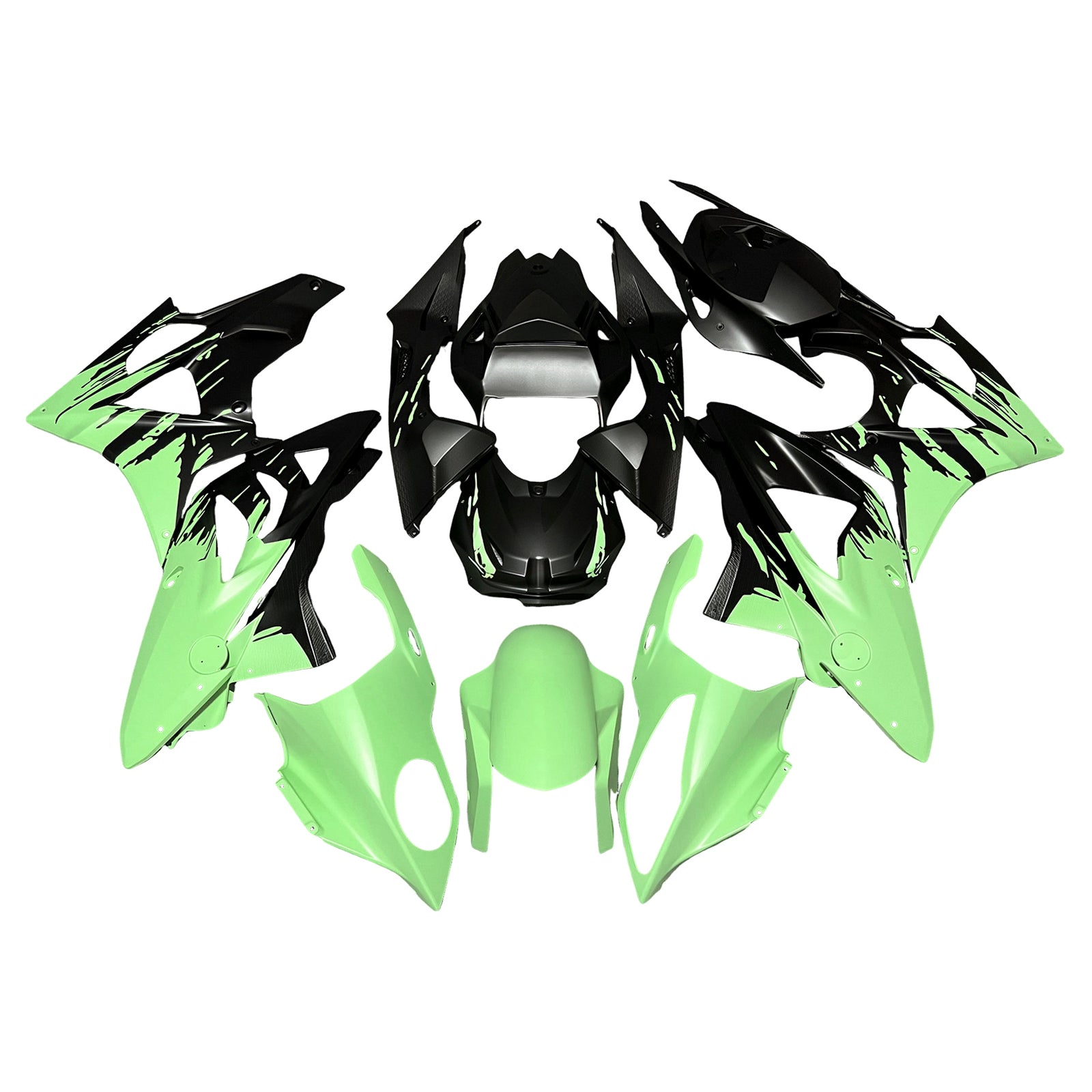 Amotopart 2009-2014 BMW S1000RR Green Black White Fairing Kit