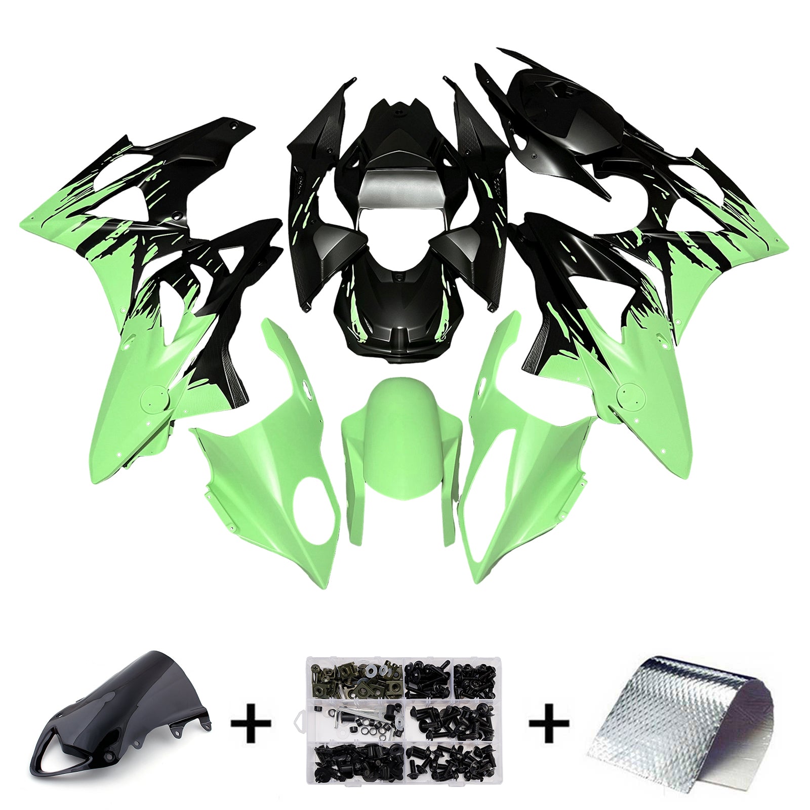 Amotopart 2009-2014 BMW S1000RR Green Black White Fairing Kit