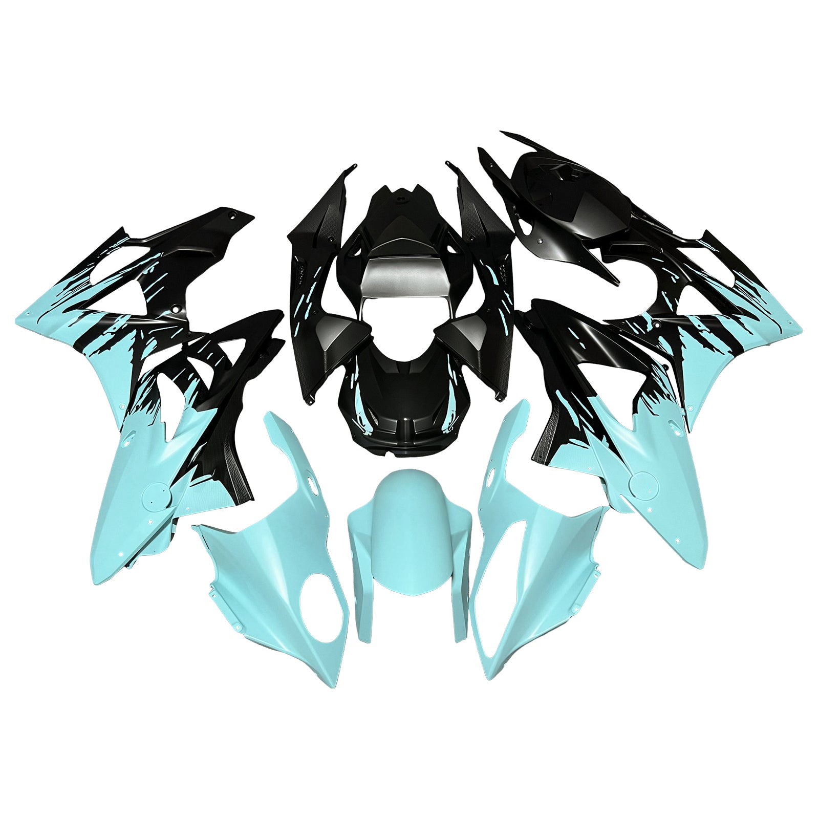 Amotopart 2009-2014 BMW S1000RR White Teal Black Fairing Kit