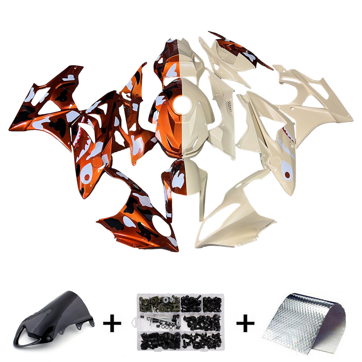 Amotopart 2009-2014 BMW S1000RR Creme Orange Black Fairing Kit