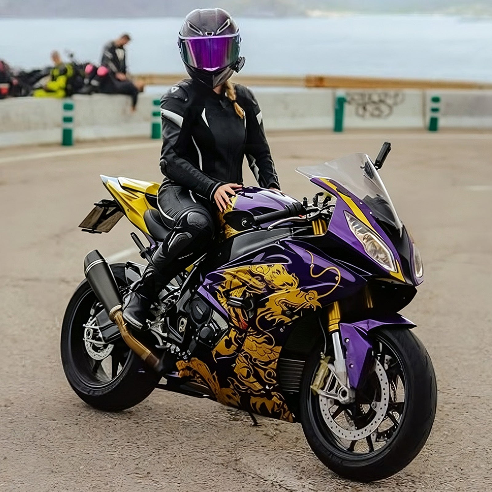 Amotopart 2015-2016 BMW S1000RR Sort Guld Lilla Blå Fairing Kit