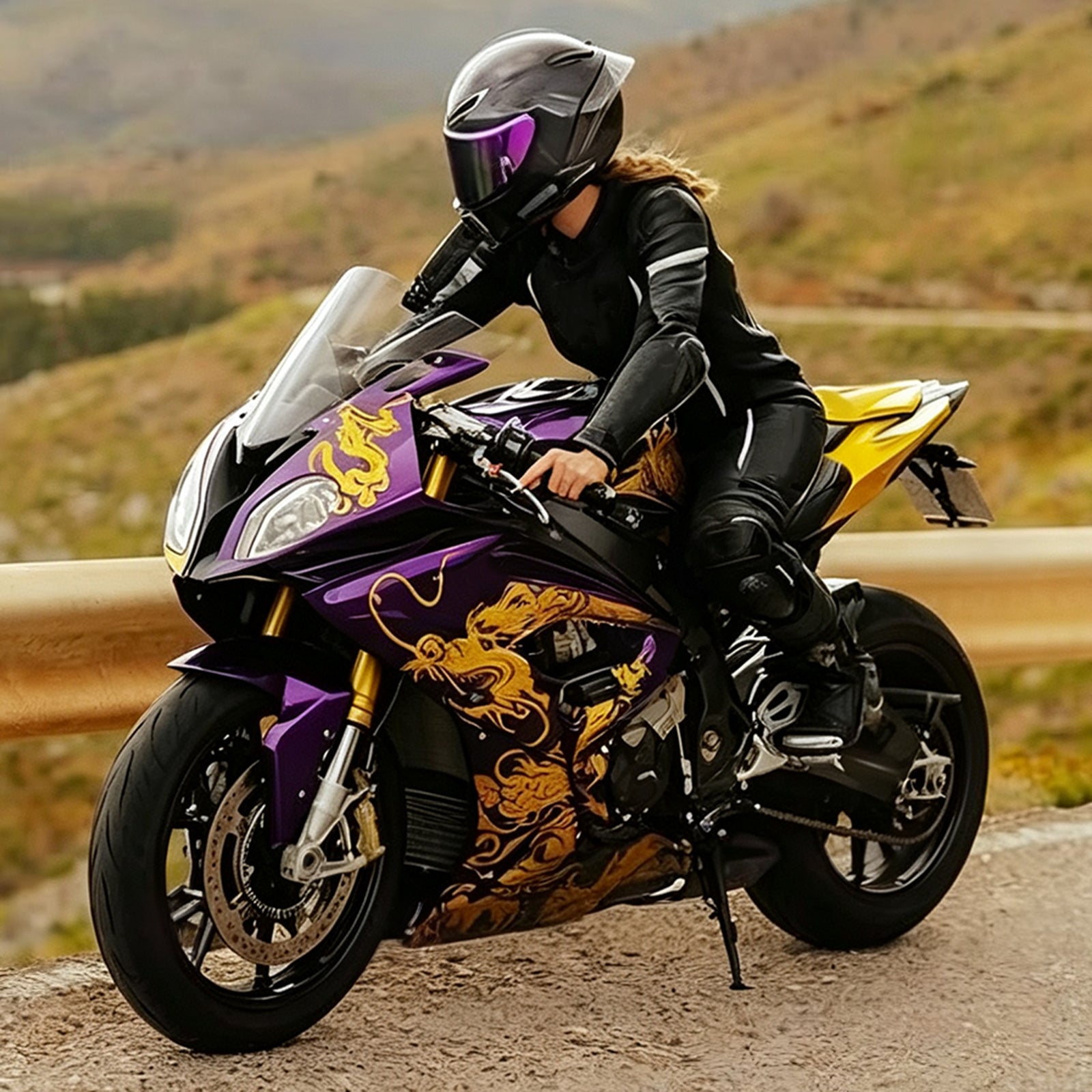 Amotopart 2015-2016 BMW S1000RR Sort Guld Lilla Blå Fairing Kit