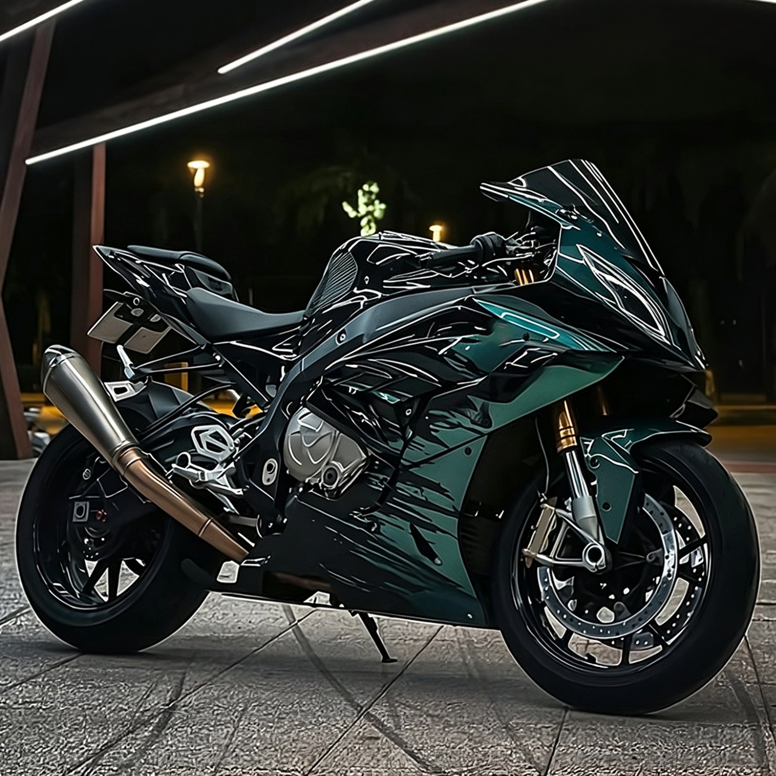 Amotopart 2015-2016 BMW S1000RR Teal Green Blue Black White Fairing Kit