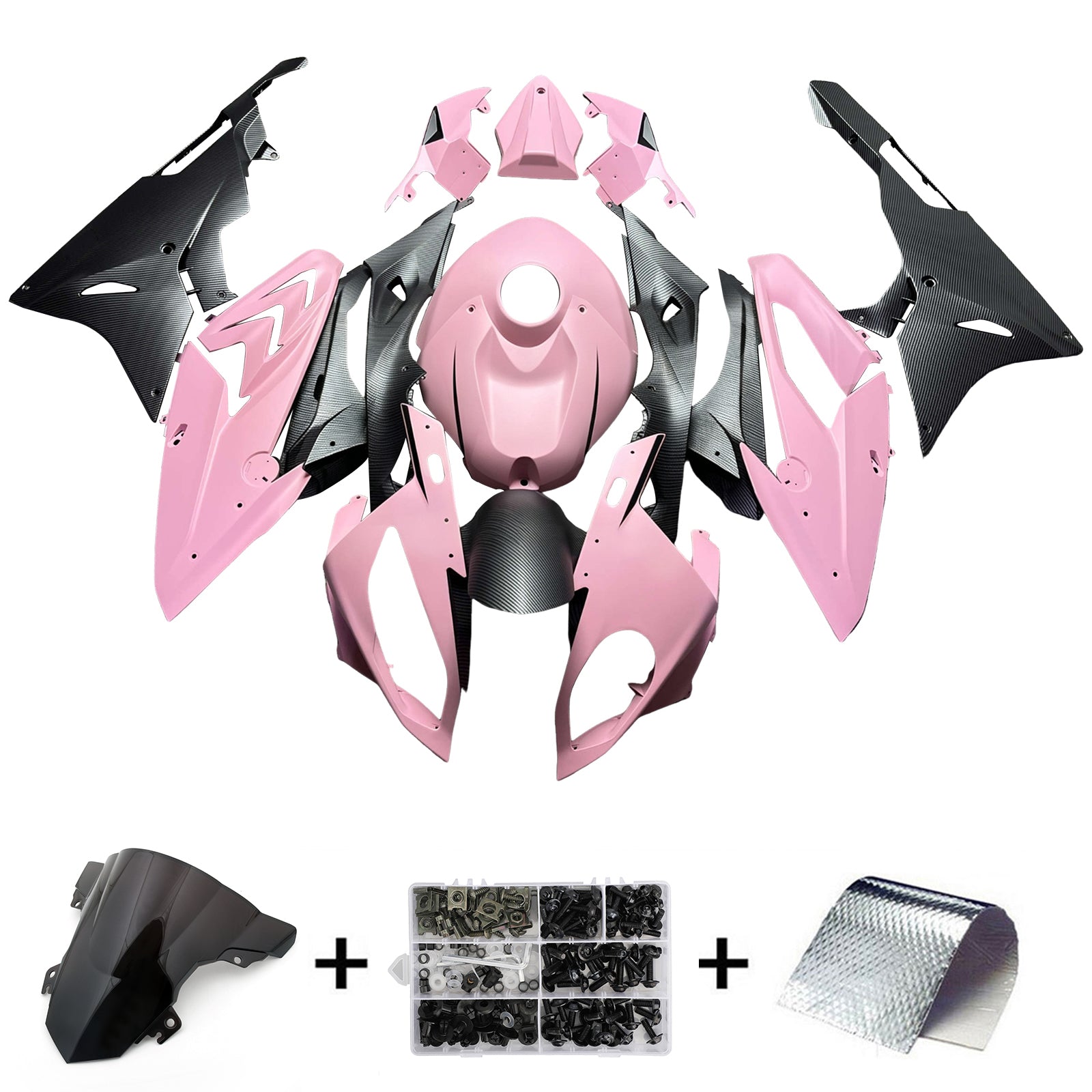 Amotopart 2015-2016 BMW S1000RR Black Pink Carbon Fiber Pattern Fairing Kit