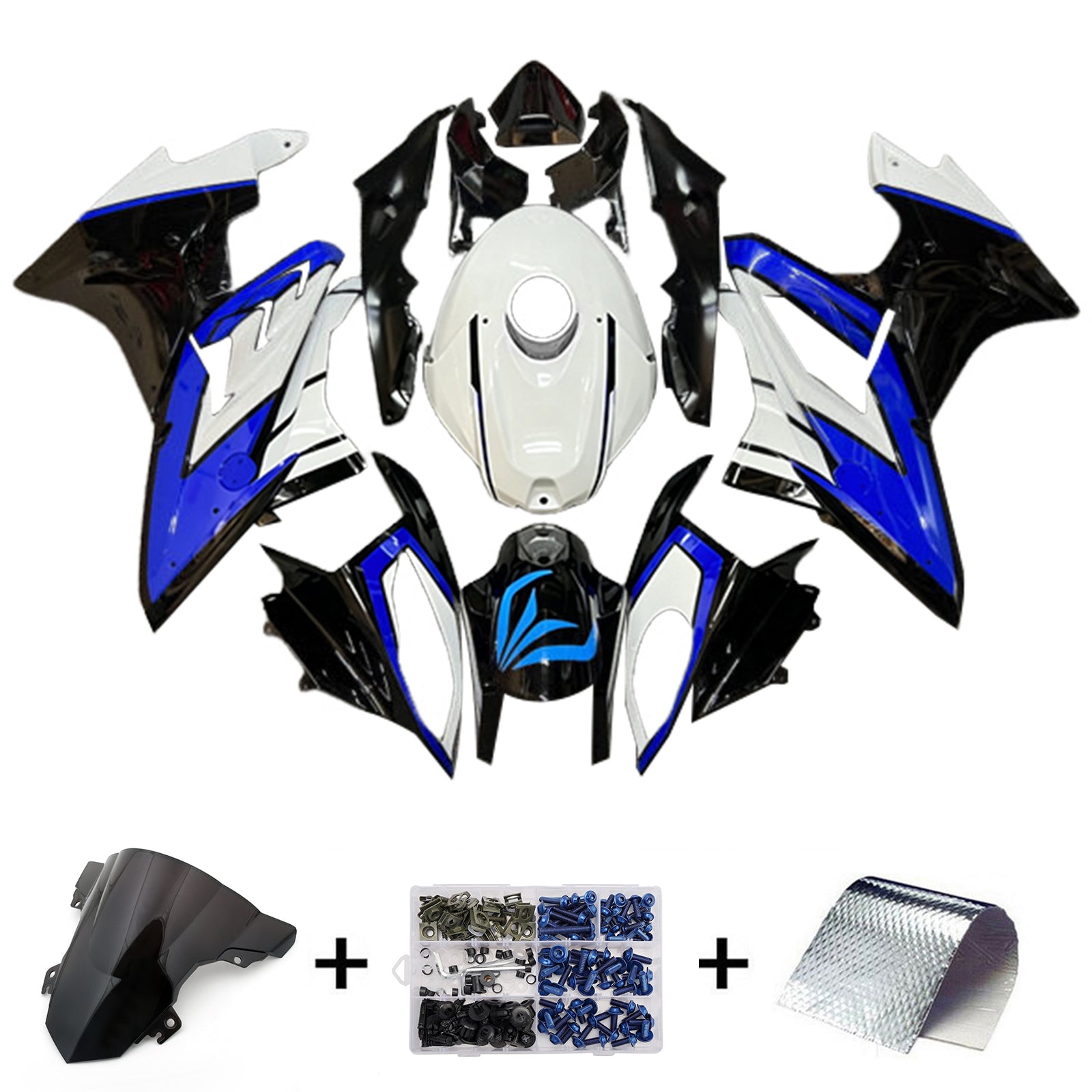 Amotopart 2017-2018 BMW S1000RR Black White Blue Fairing Kit