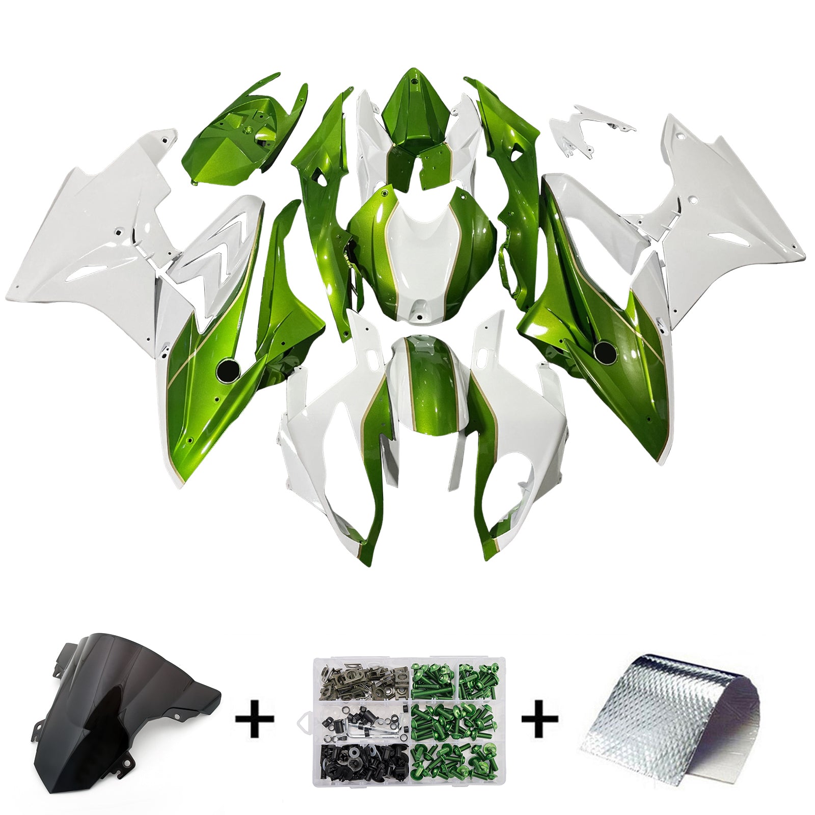 Amotopart 2017-2018 BMW S1000RR Green White Fairing Kit