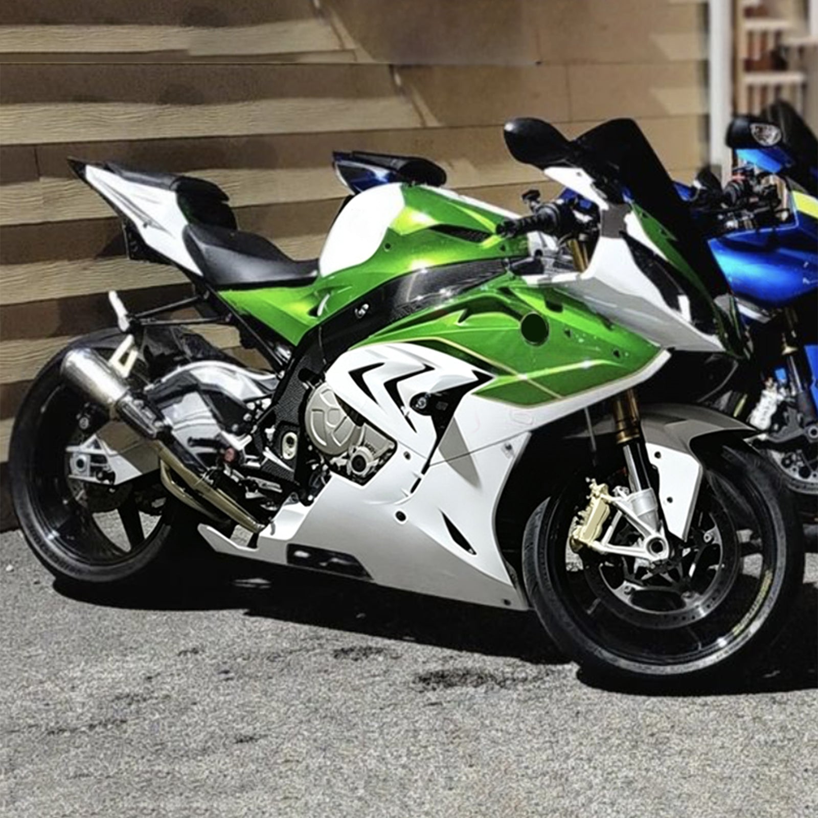 Amotopart 2017-2018 BMW S1000RR Green White Fairing Kit