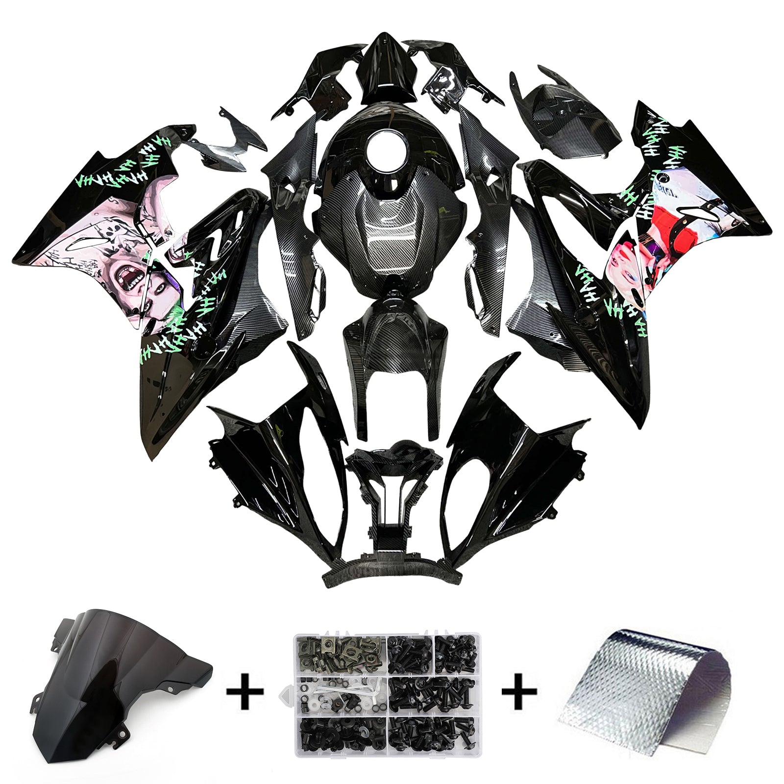 Amotopart 2017-2018 BMW S1000RR Kit de carénage vert rose noir blanc