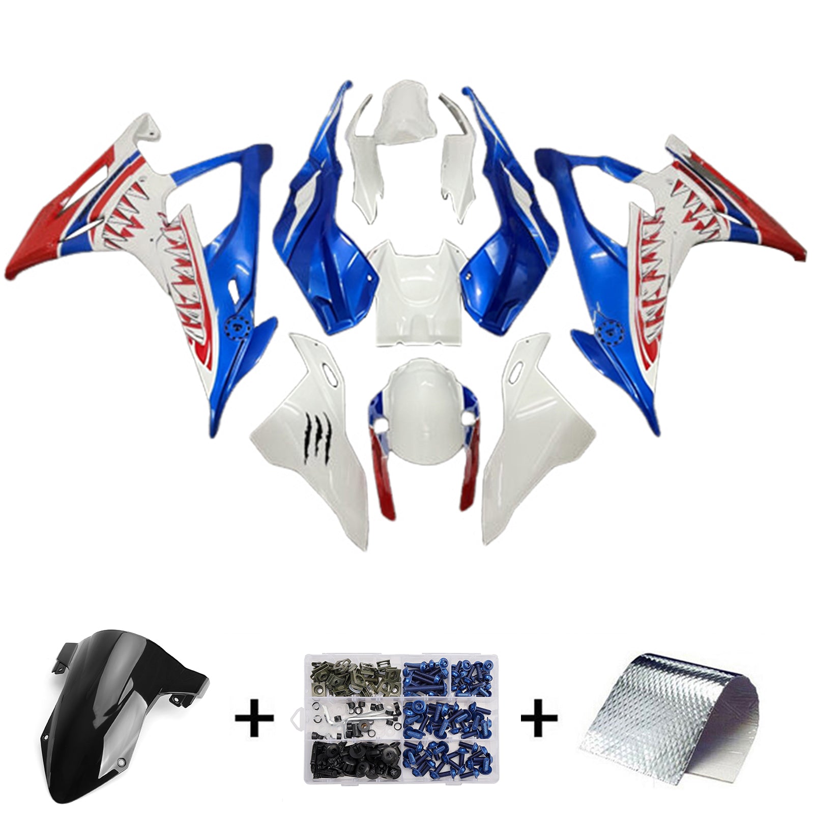 Amotopart 2019-2022 BMW M1000RR S1000RR Rød Hvid Blå Fairing Kit