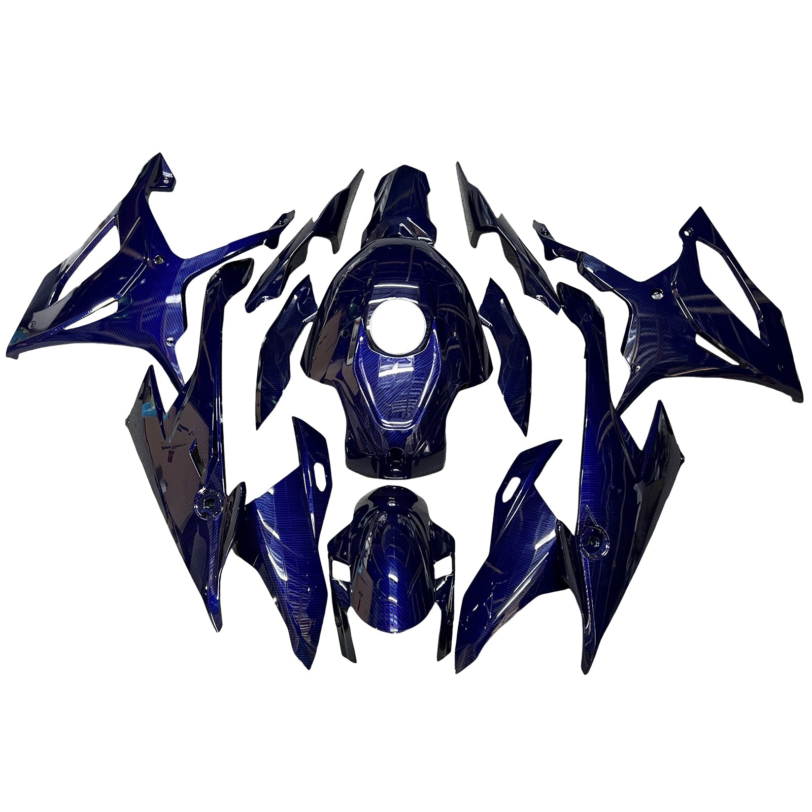 Amotopart 2019-2022 BMW M1000RR S1000RR Blue Carbon Fiber Pattern Fairing Kit