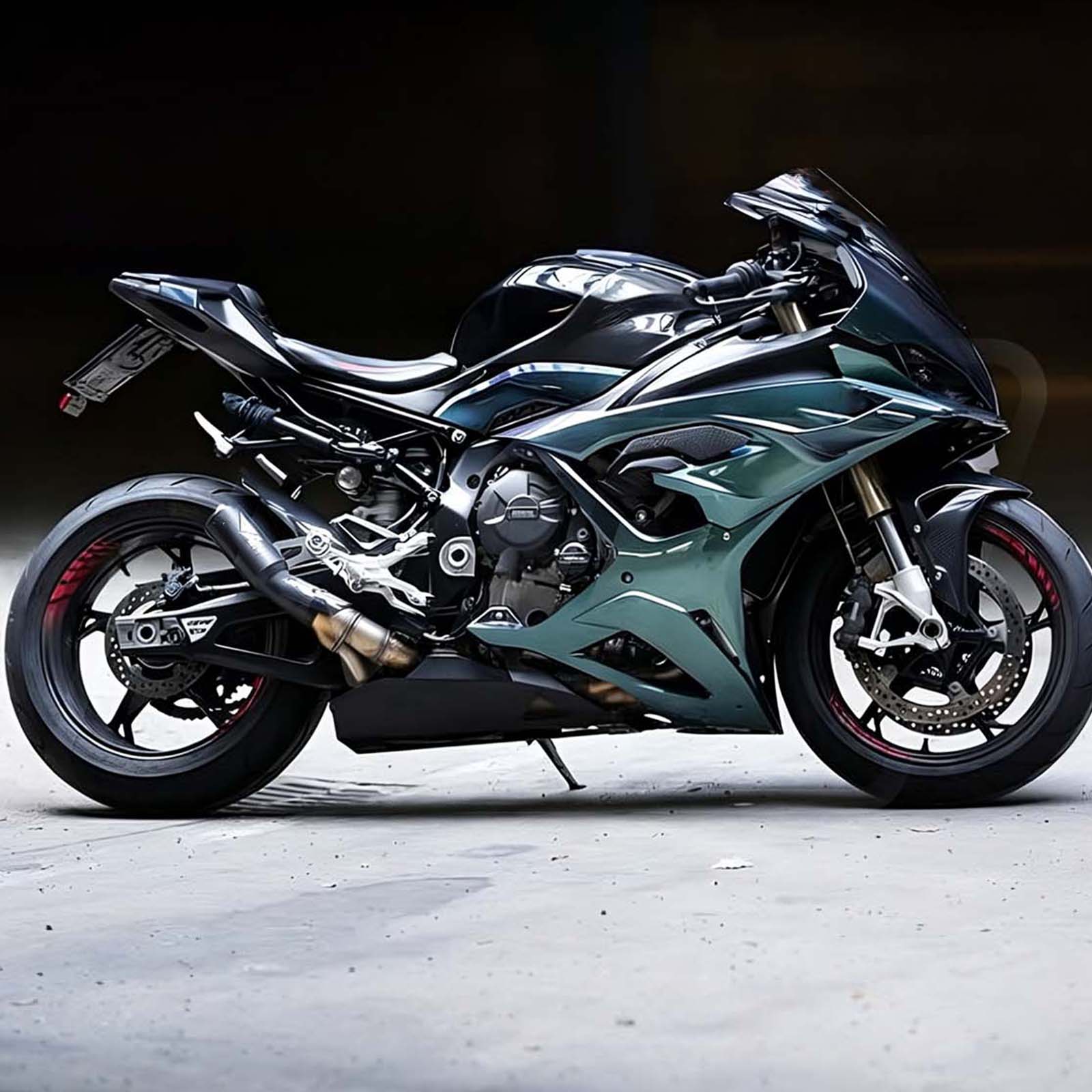 Amotopart 2023–2024 BMW S1000RR Schwarz Weiß Blaugrün Blau Grün Verkleidungsset
