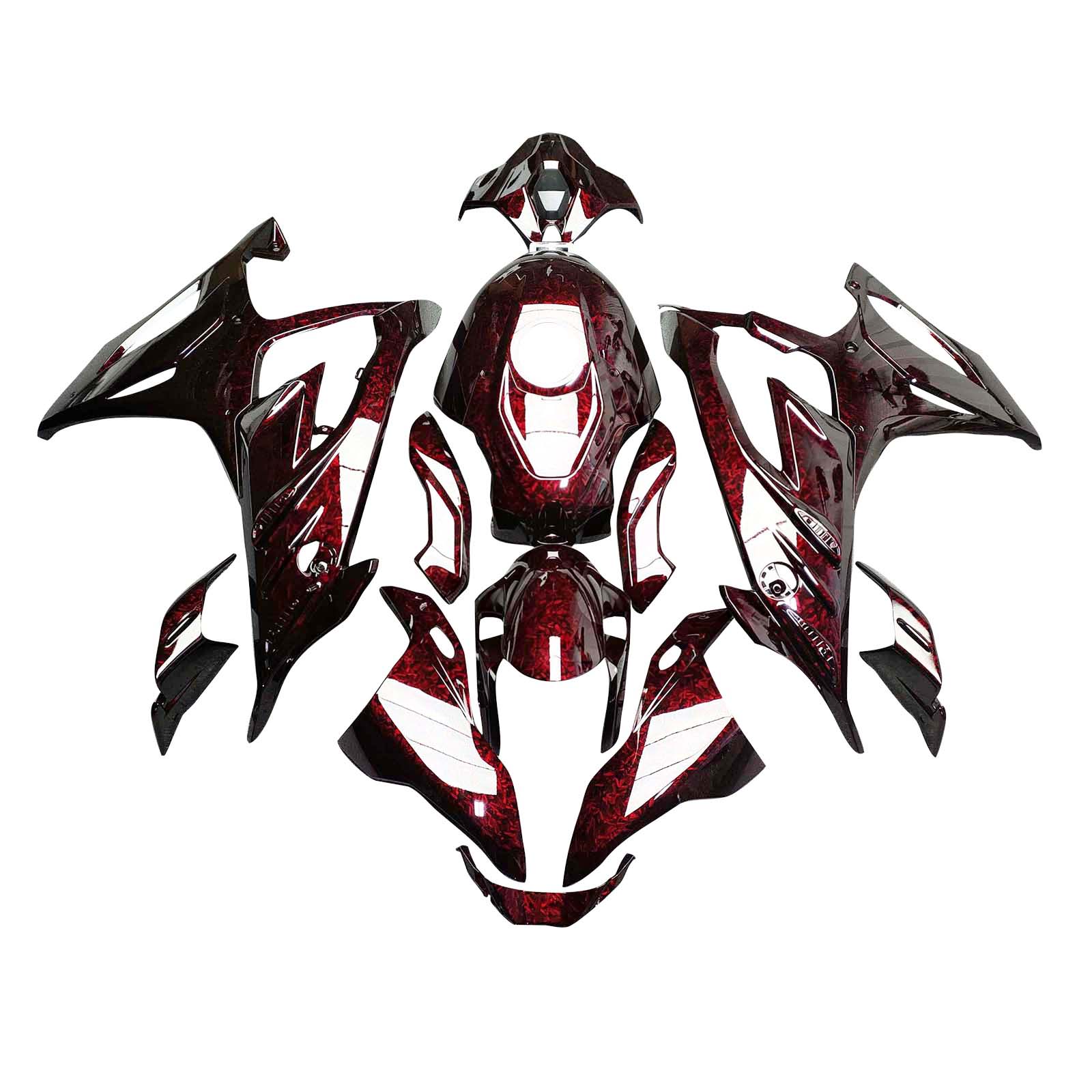 Amotopart 2023-2024 BMW S1000RR Red Carbon Fiber Pattern Fairing Kit