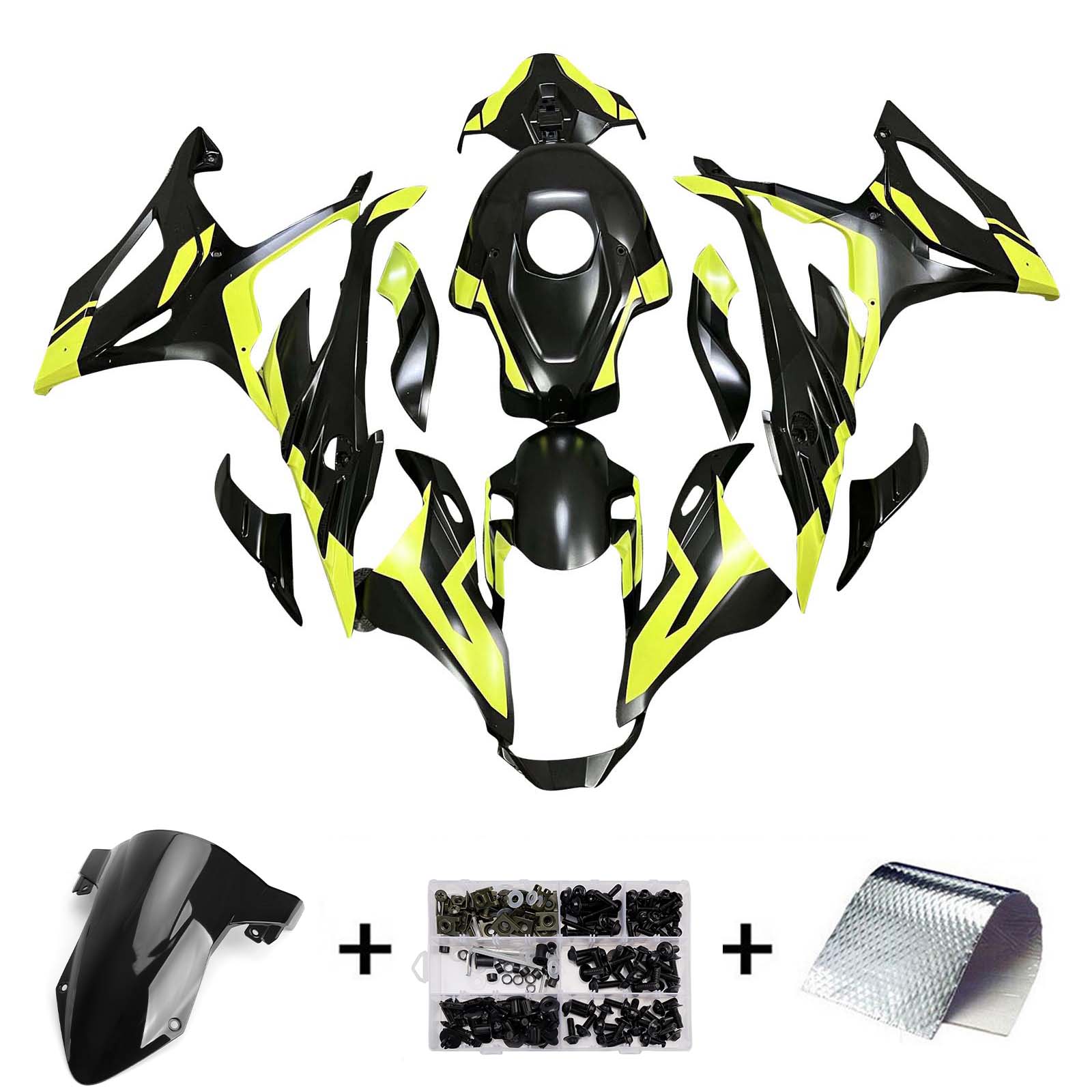 Amotopart 2023-2024 BMW S1000RR Gul Grøn Hvid Sort Fairing Kit