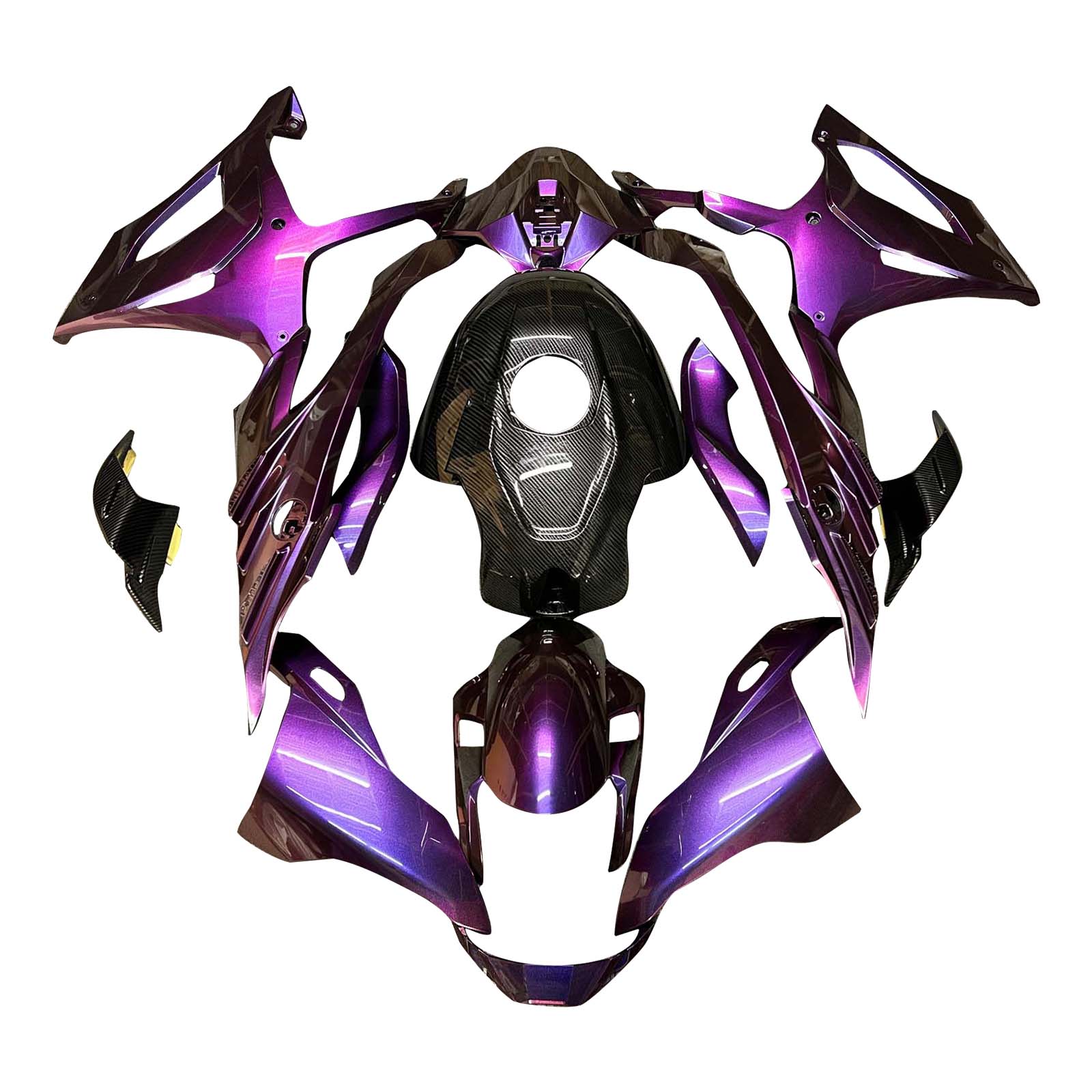 Amotopart 2023-2024 BMW S1000RR Purple Black Chameleon Carbon Fiber Pattern Fairing Kit