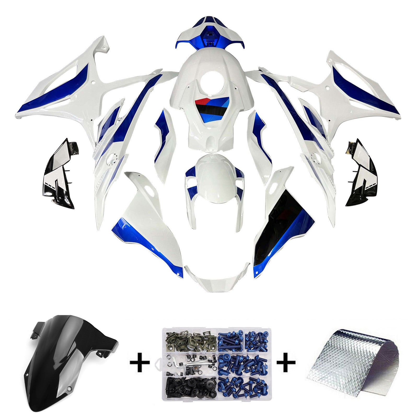 Amotopart 2023-2024 BMW S1000RR  White Blue Fairing Kit