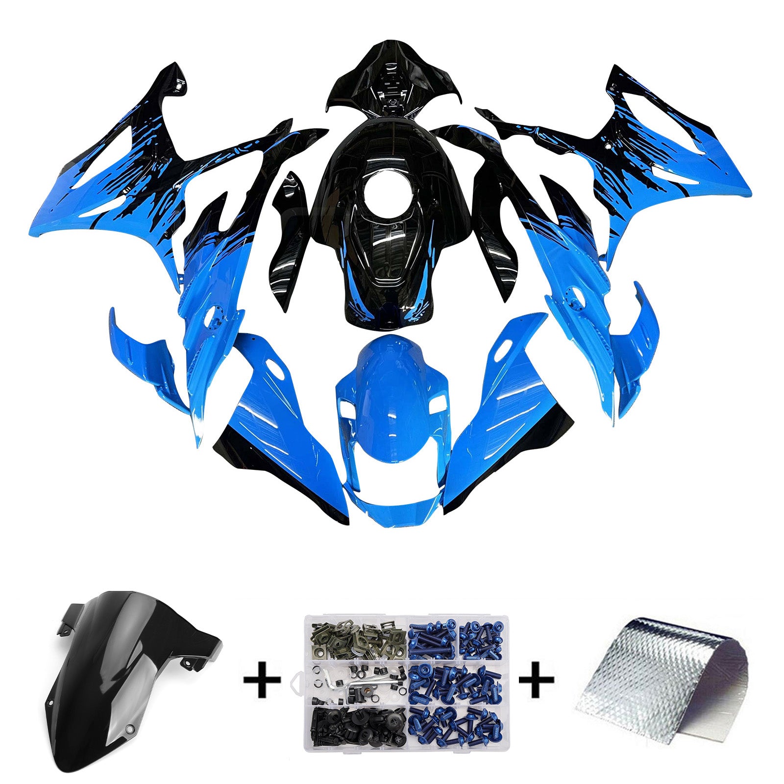 Amotopart 2023–2024 BMW S1000RR Schwarz Weiß Blau Verkleidungsset