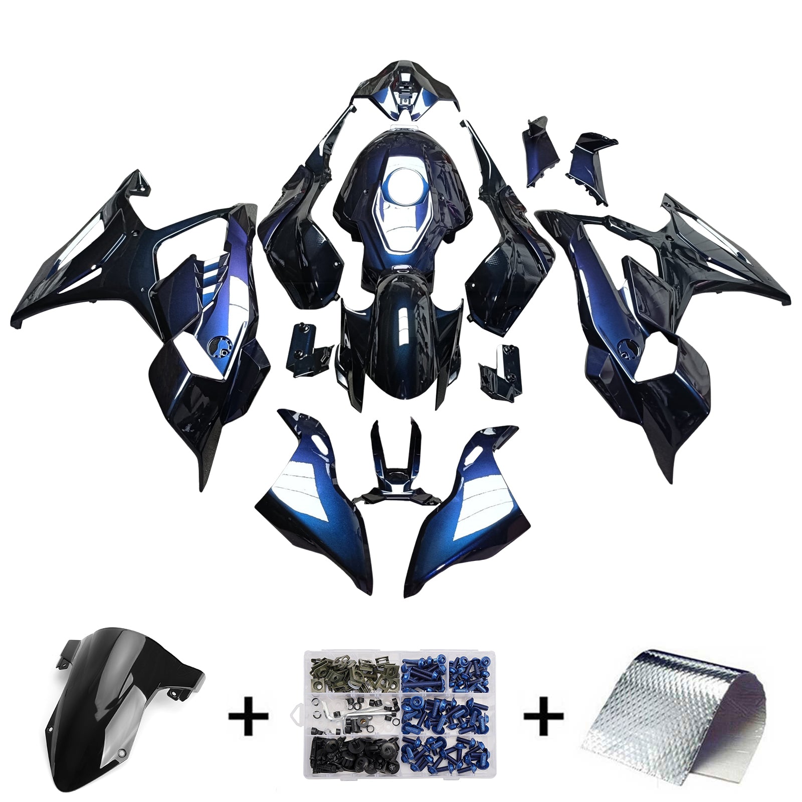Amotopart 2025-2026 BMW S1000RR Blue Black Chameleon Fairing Kit