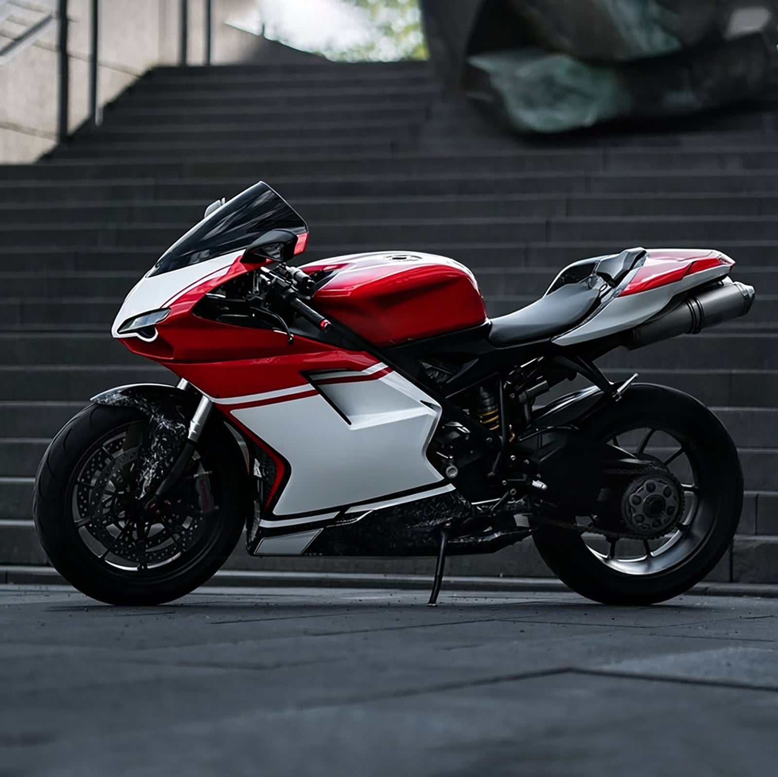 Amotopart 2007–2011 Ducati 1098 1198 848 Weiß Rot Schwarz geschmiedetes Karbonfaser-Muster-Verkleidungsset