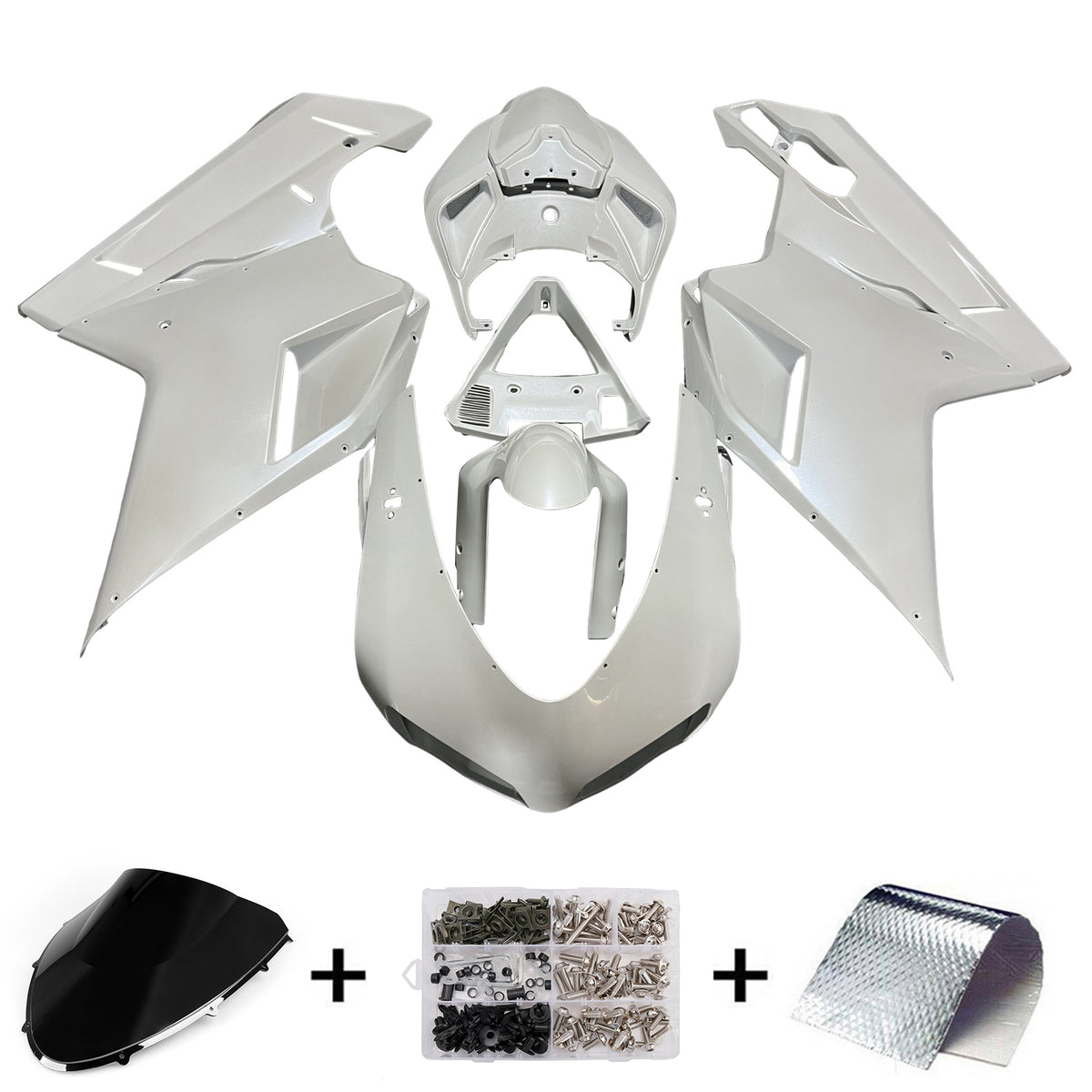 Amotopart 2007-2011 Ducati 1098 1198 848 White Fairing Kit