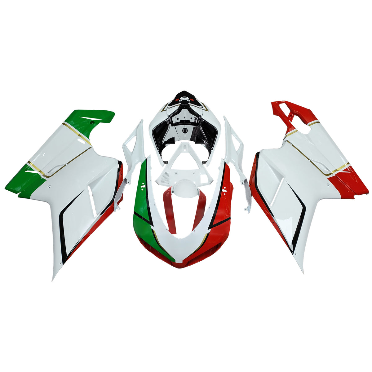 Amotopart 2007-2011 Ducati 1098 1198 848 Green Red White Fairing Kit