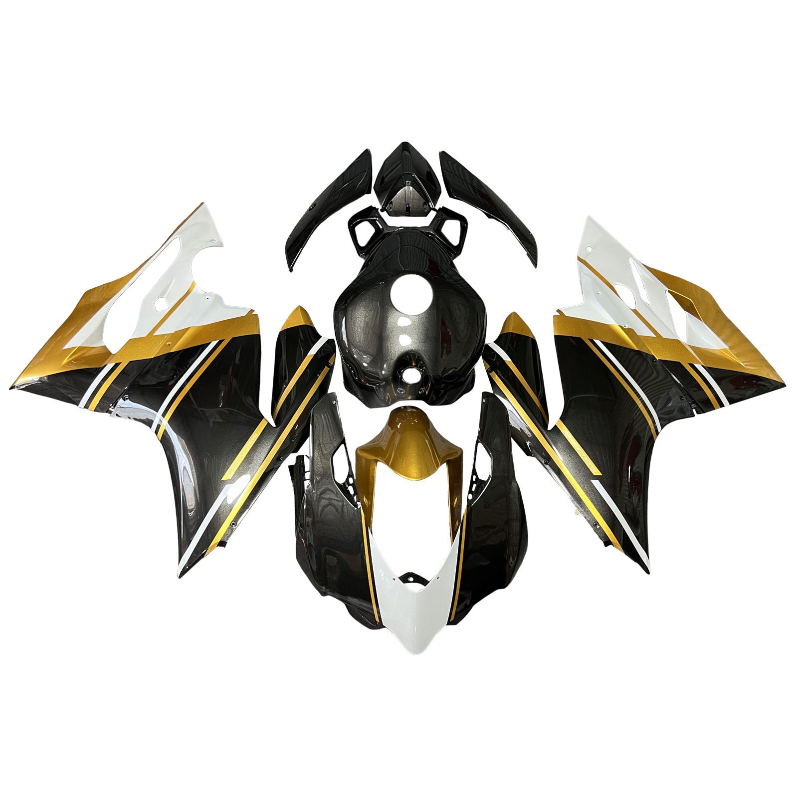 Amotopart 2012-2015 Ducati 1199 White Black Gold Fairing Kit