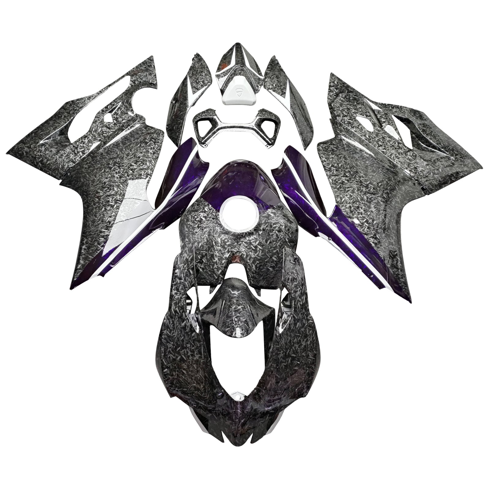 Amotopart 2012-2015 Ducati 1199 Black Purple Forged Carbon Fiber Pattern Fairing Kit