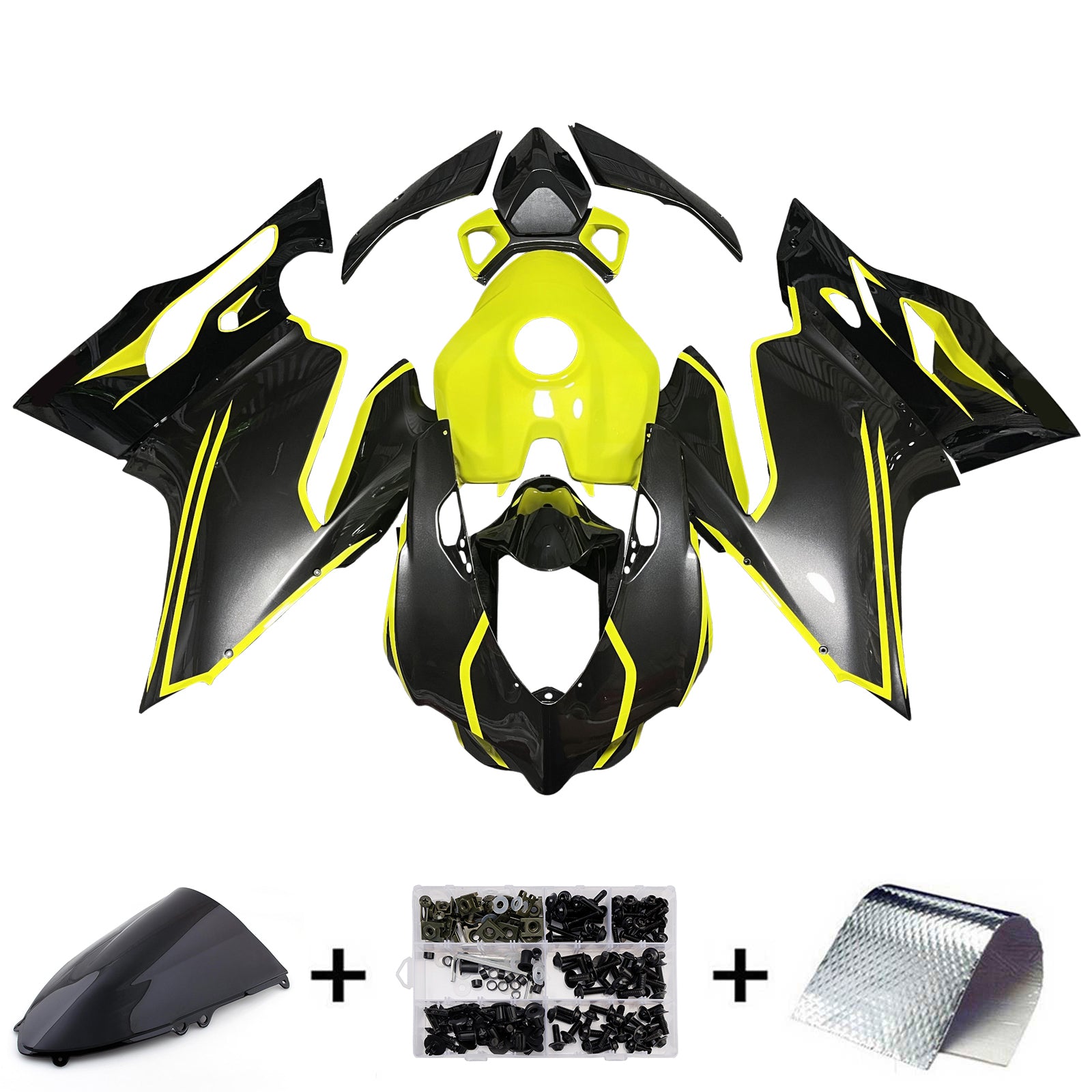 Amotopart 2012-2015 Ducati 899 Black Yellow Fairing Kit