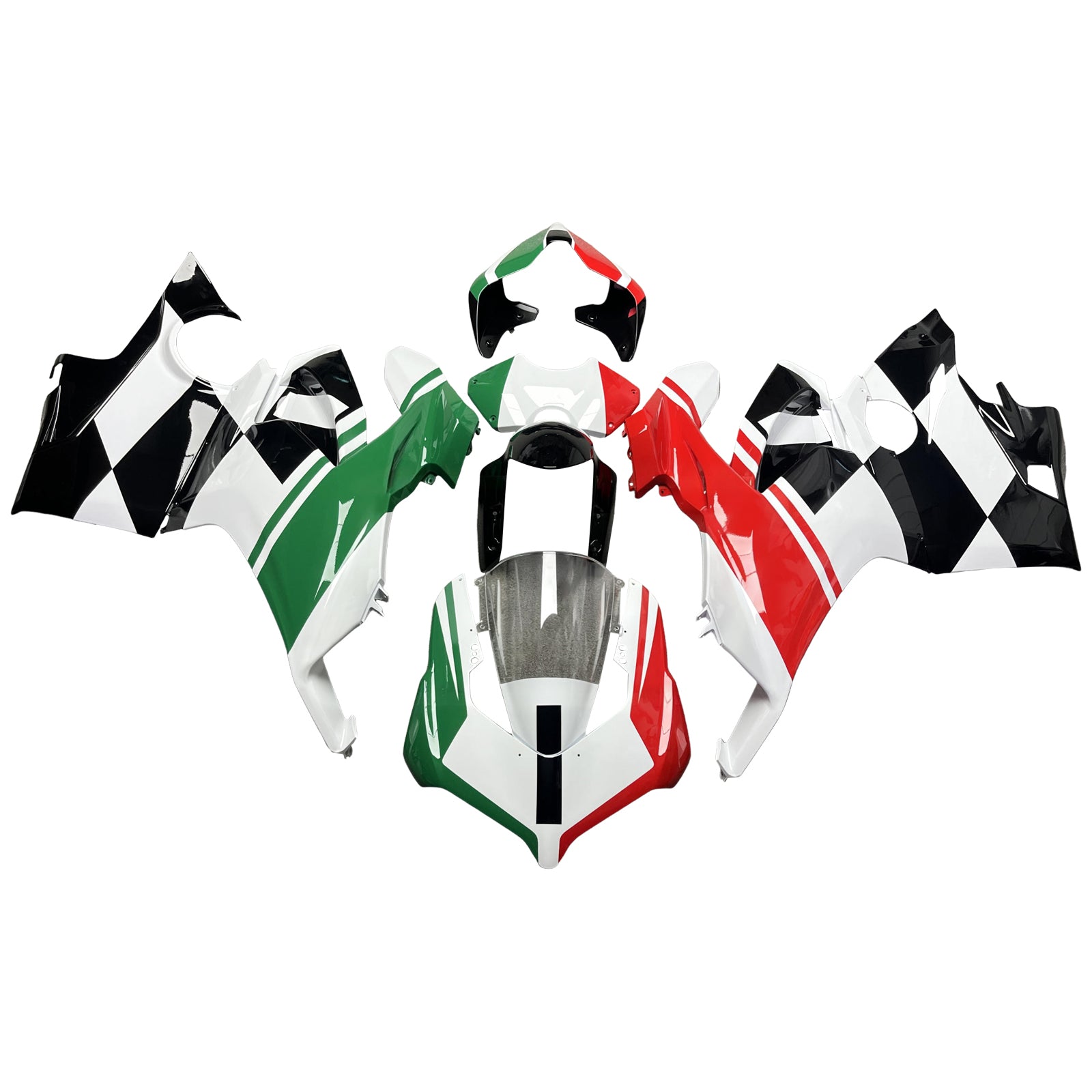Amotopart 2018–2019 Ducati Panigale V4 V4S Verkleidungsset, Weiß, Grün, Rot, Schwarz