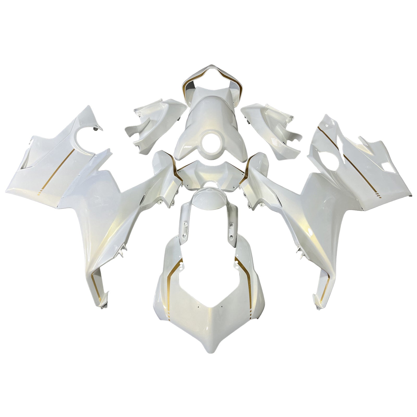 Amotopart 2018-2019 Ducati Panigale V4 V4S Glod White Fairing Kit