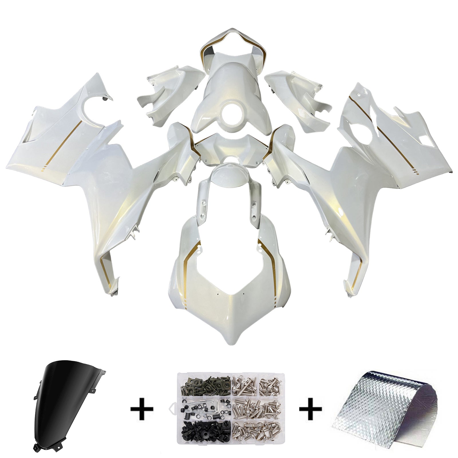 Amotopart 2018-2019 Ducati Panigale V4 V4S Glod White Fairing Kit