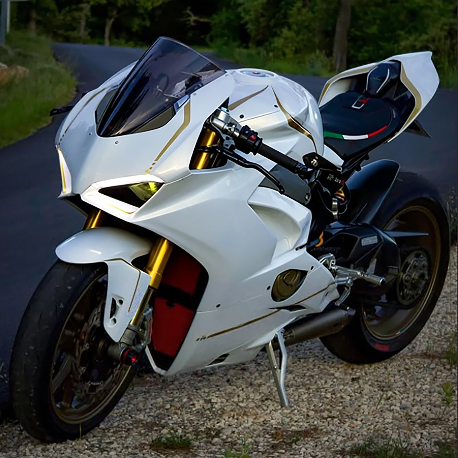 Amotopart 2018-2019 Ducati Panigale V4 V4S Glod White Fairing Kit