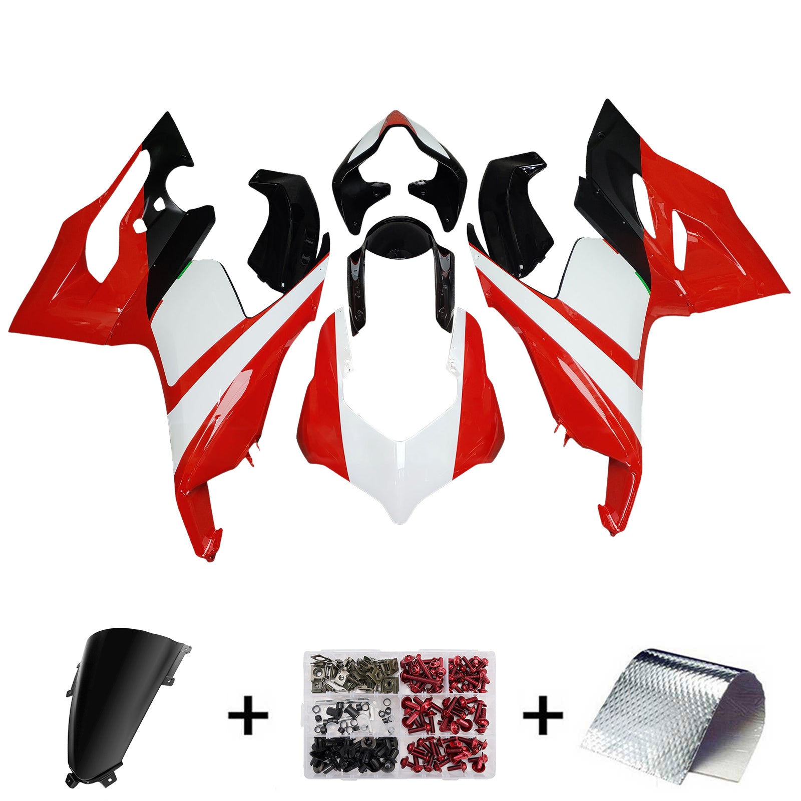 Amotopart 2020-2024 Ducati Panigale V2 Red White Black Fairing Kit