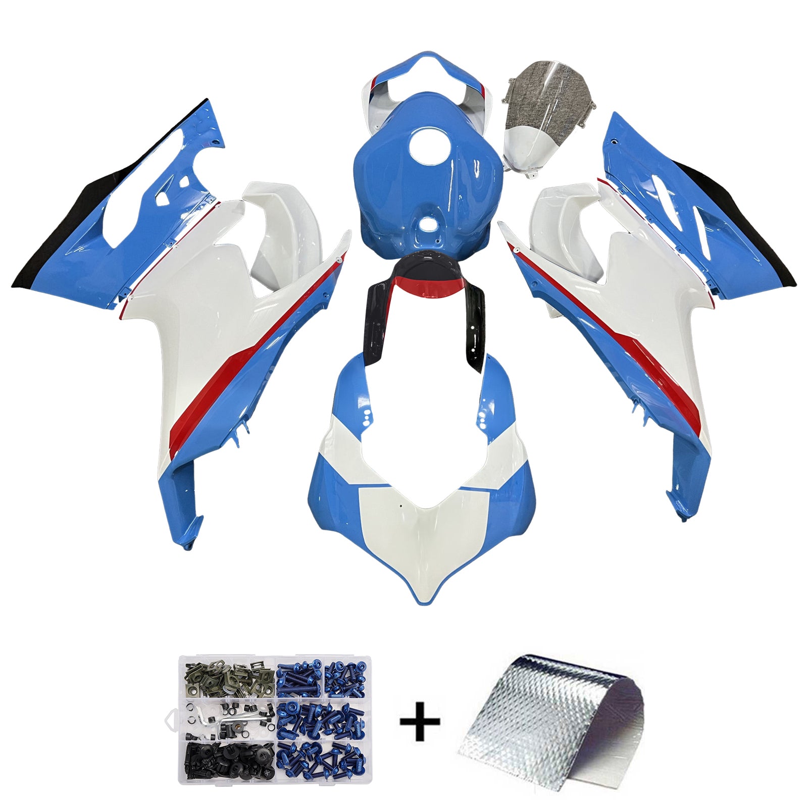 Amotopart 2020-2024 Ducati Panigale V2 Red Blue White Fairing Kit