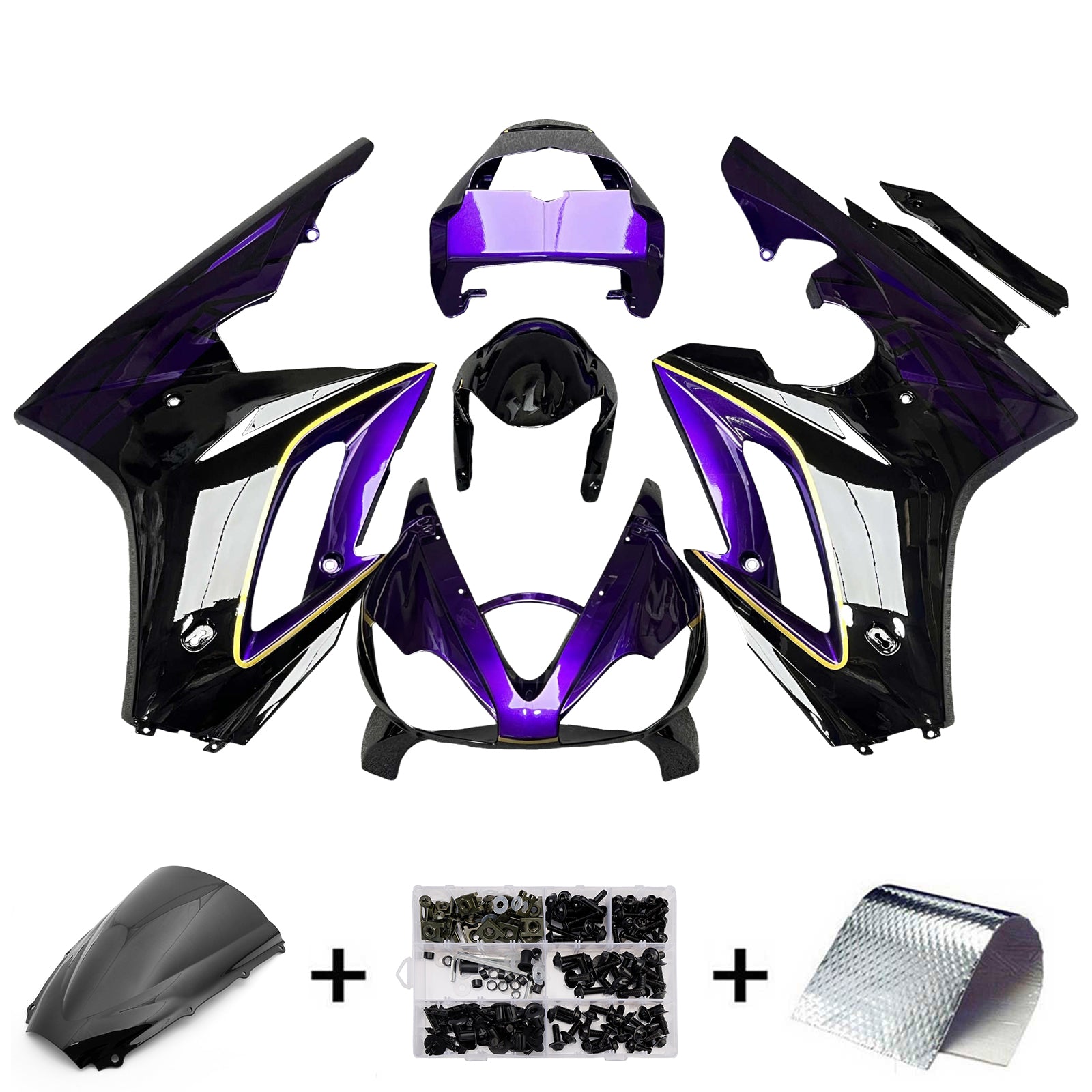 Amotopart 2006-2008 Triumph Daytona 675 Lilla Sort Hvid Fairing Kit