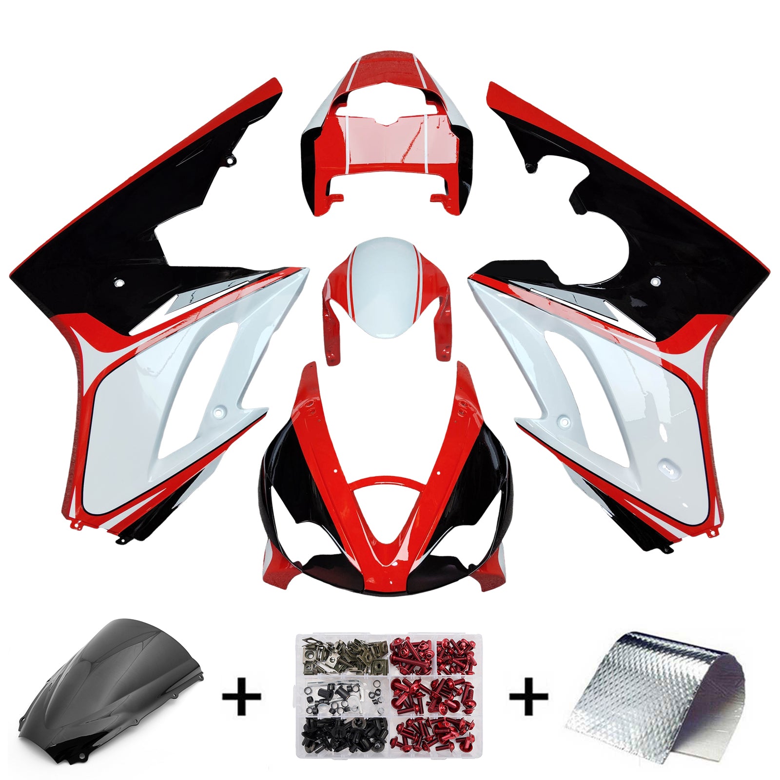 Amotopart 2006-2008 Triumph Daytona 675 White Black Red Fairing Kit