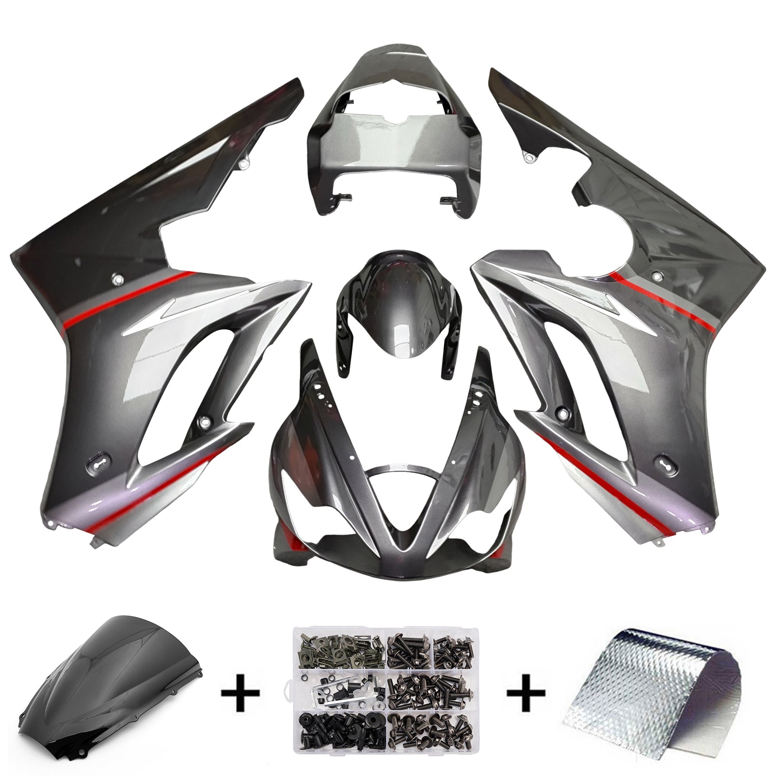 Amotopart 2006-2008 Triumph Daytona 675 Red White Grå Sort Fairing Kit
