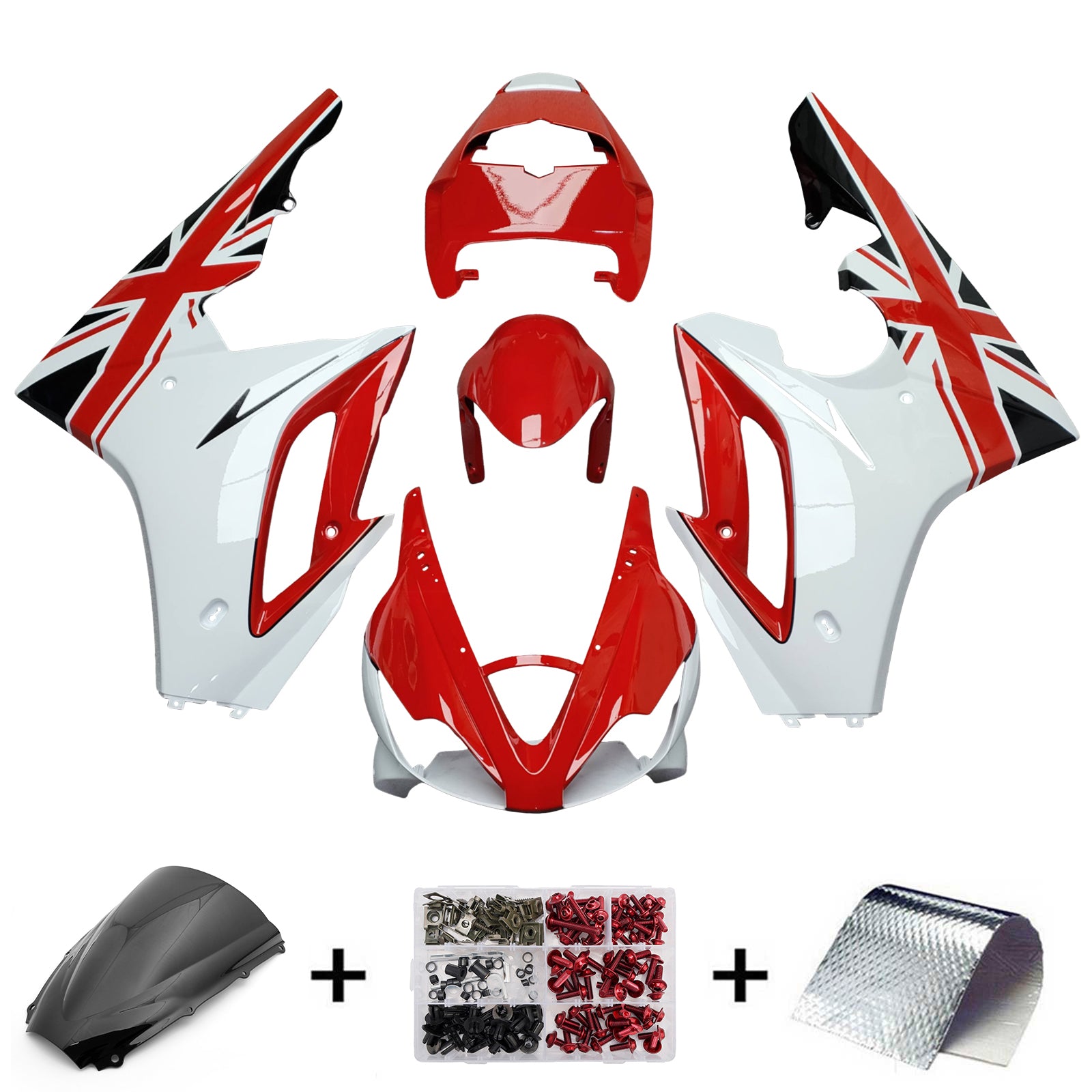 Amotopart 2006-2008 Triumph Daytona 675 Red White Fairing Kit