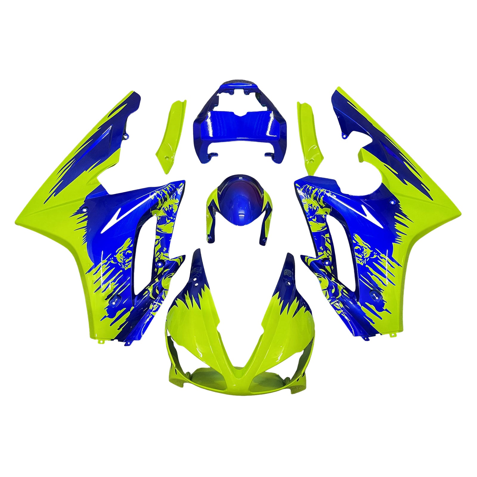 Amotopart 2009-2012 Triumph Daytona 675 Blue Yellow Green Fairing Kit